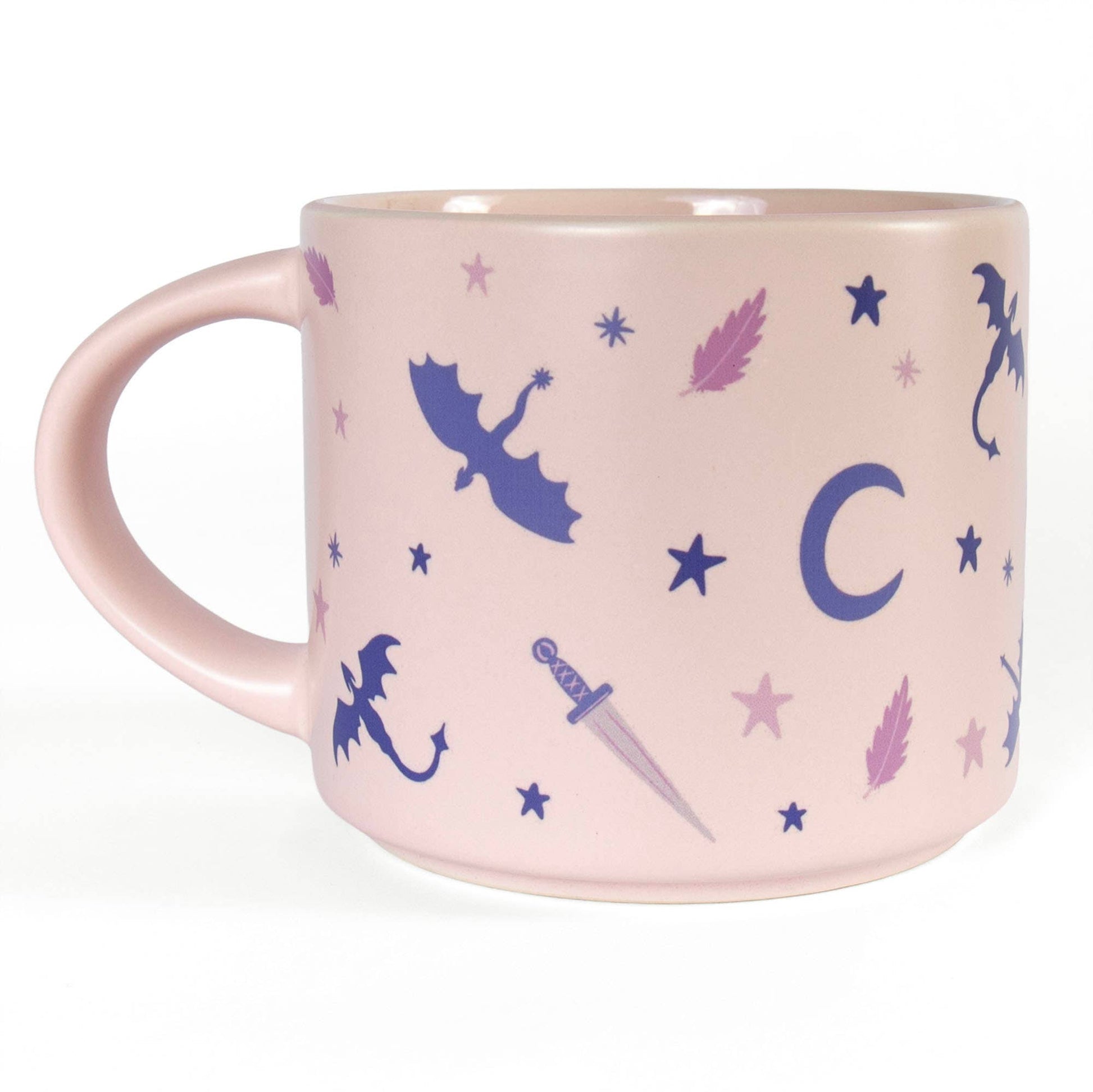 Large ceramic mug for book lovers, Romantasy Reader, 16oz, blue with literary quotes, perfect gift for readers