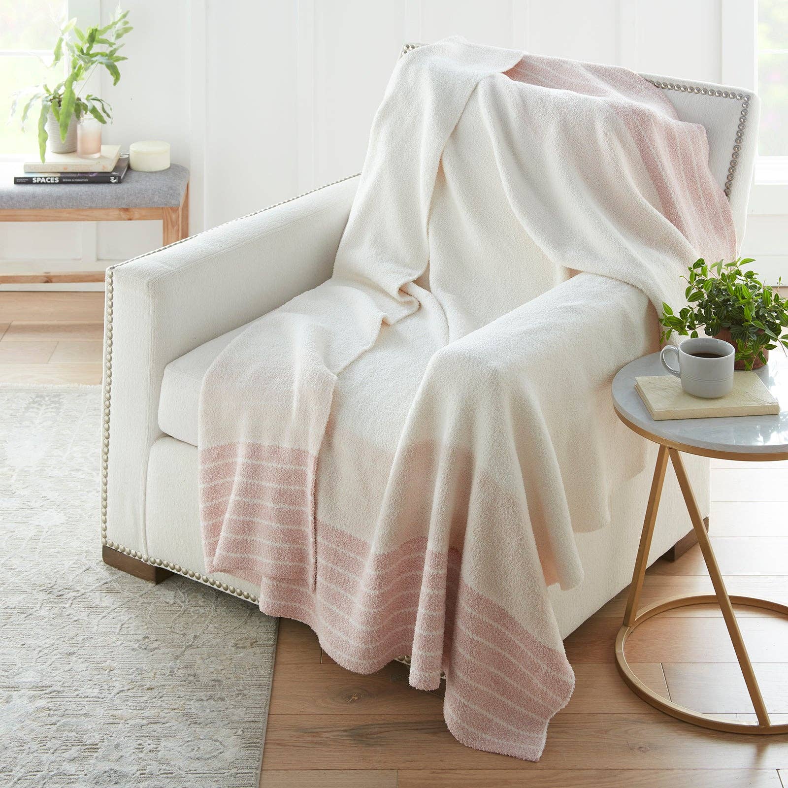 Pink Stripe Cozy Knit Throw 60" x 70