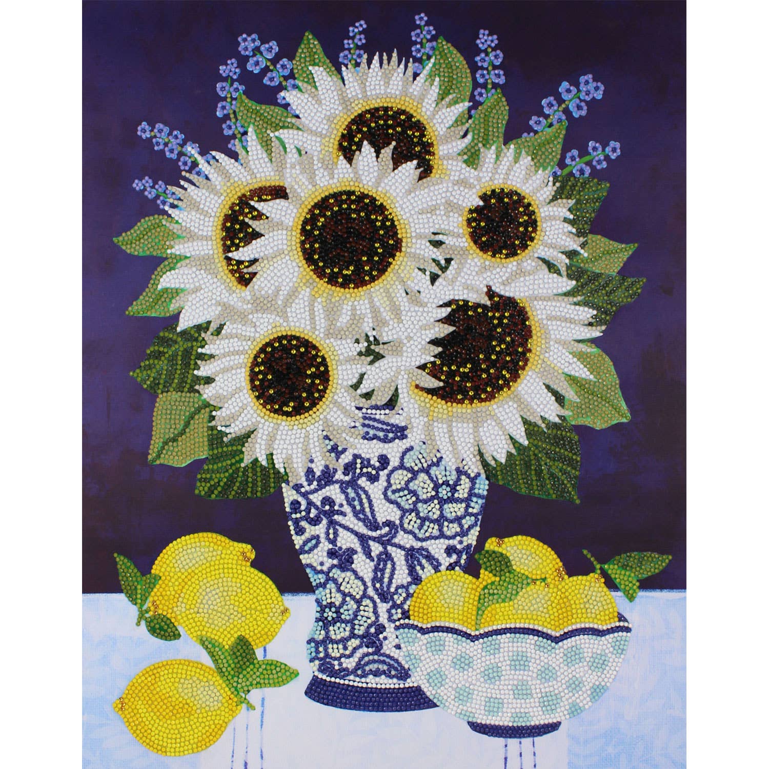 Diamond Painting Kit featuring White Sunflowers, DIY Craft Set with Full Drill Design, Ideal for Home Decor enthusiasts