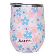 Dainty Florals Wine Tumbler with Lid: Light Pink