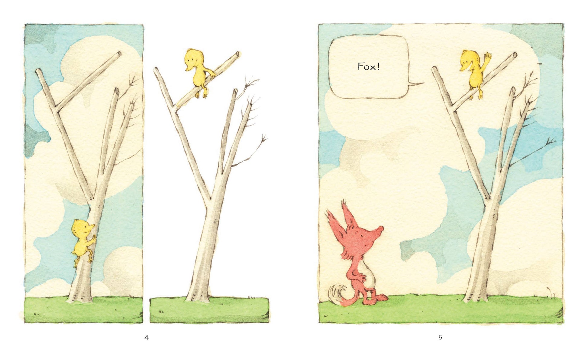 Children's book "Fox & Chick: Up and Down" featuring colorful illustrations, hardcover, for ages 3-5