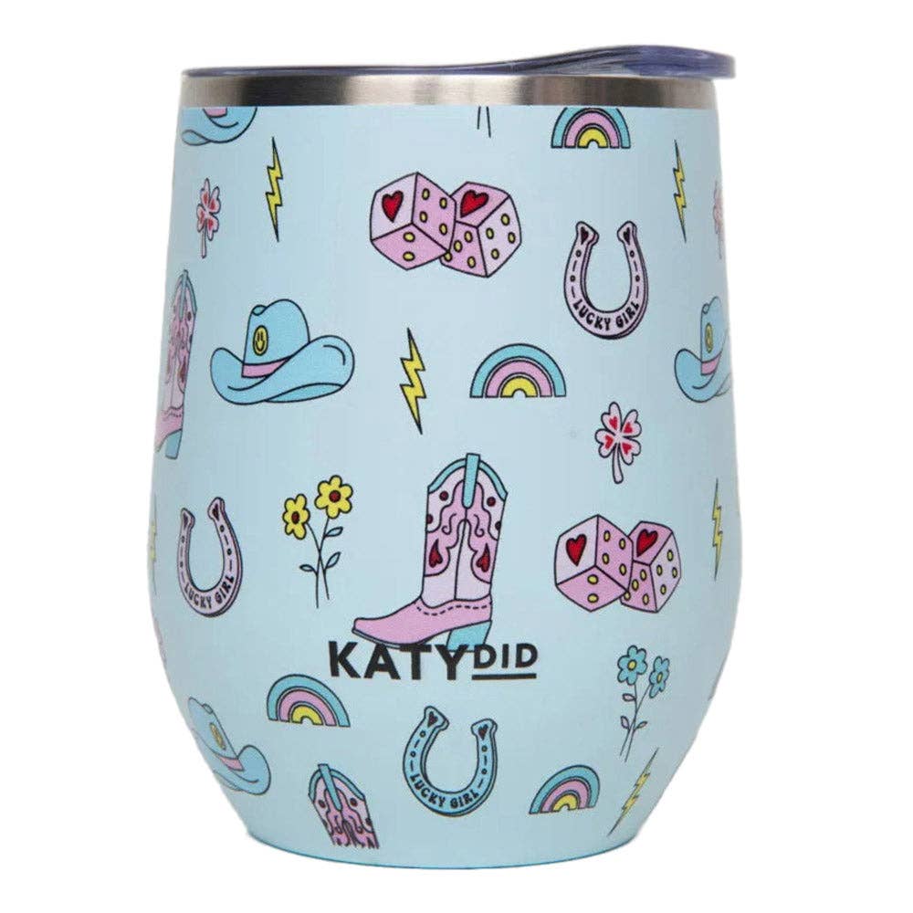 Lucky Girl Western WINE TUMBLER Cup: Mint - Paper & Vine Book Bar