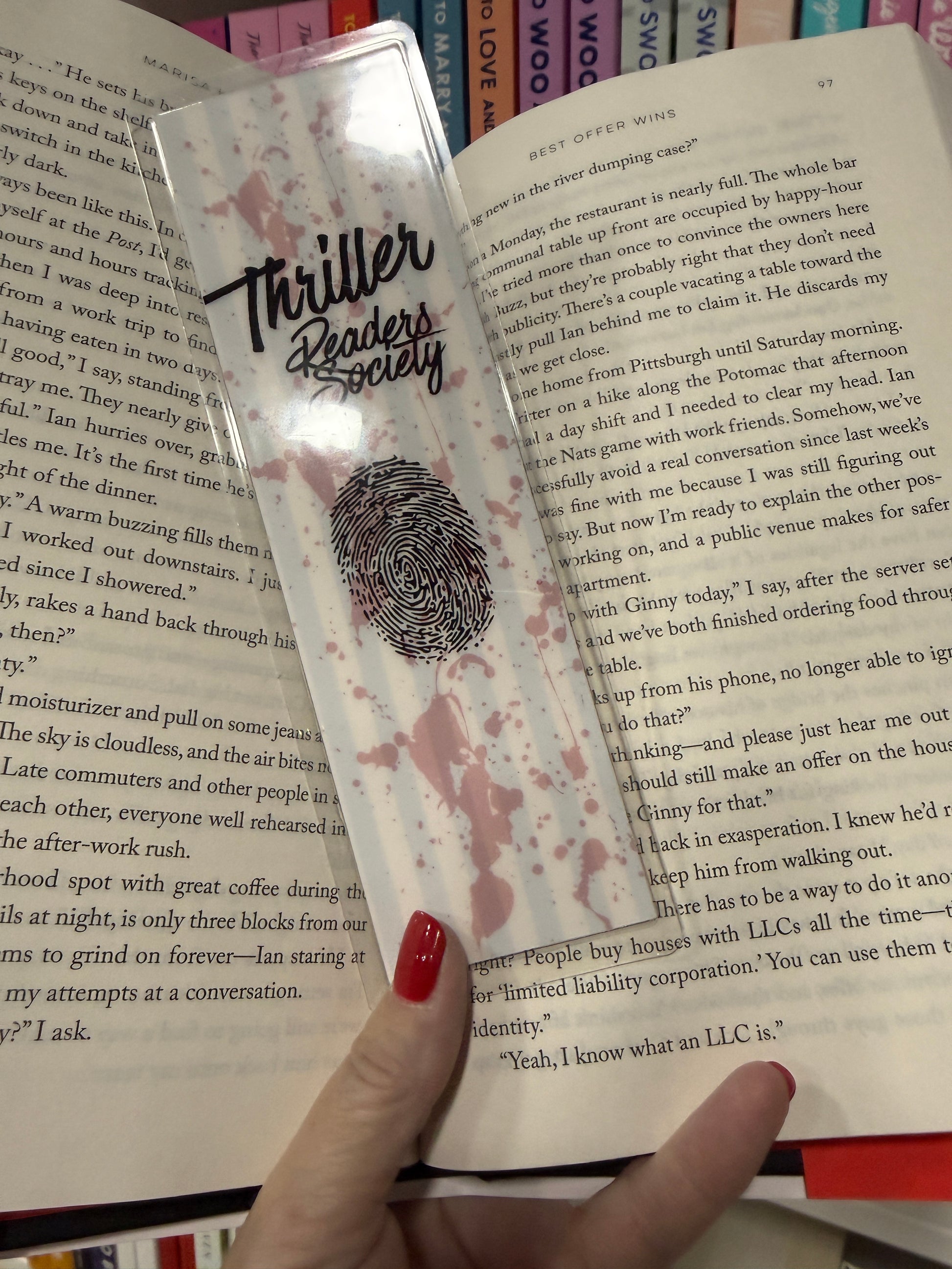 Buy Thriller Readers Society Bookmark, black leather with silver skull charm, perfect gift for mystery lovers