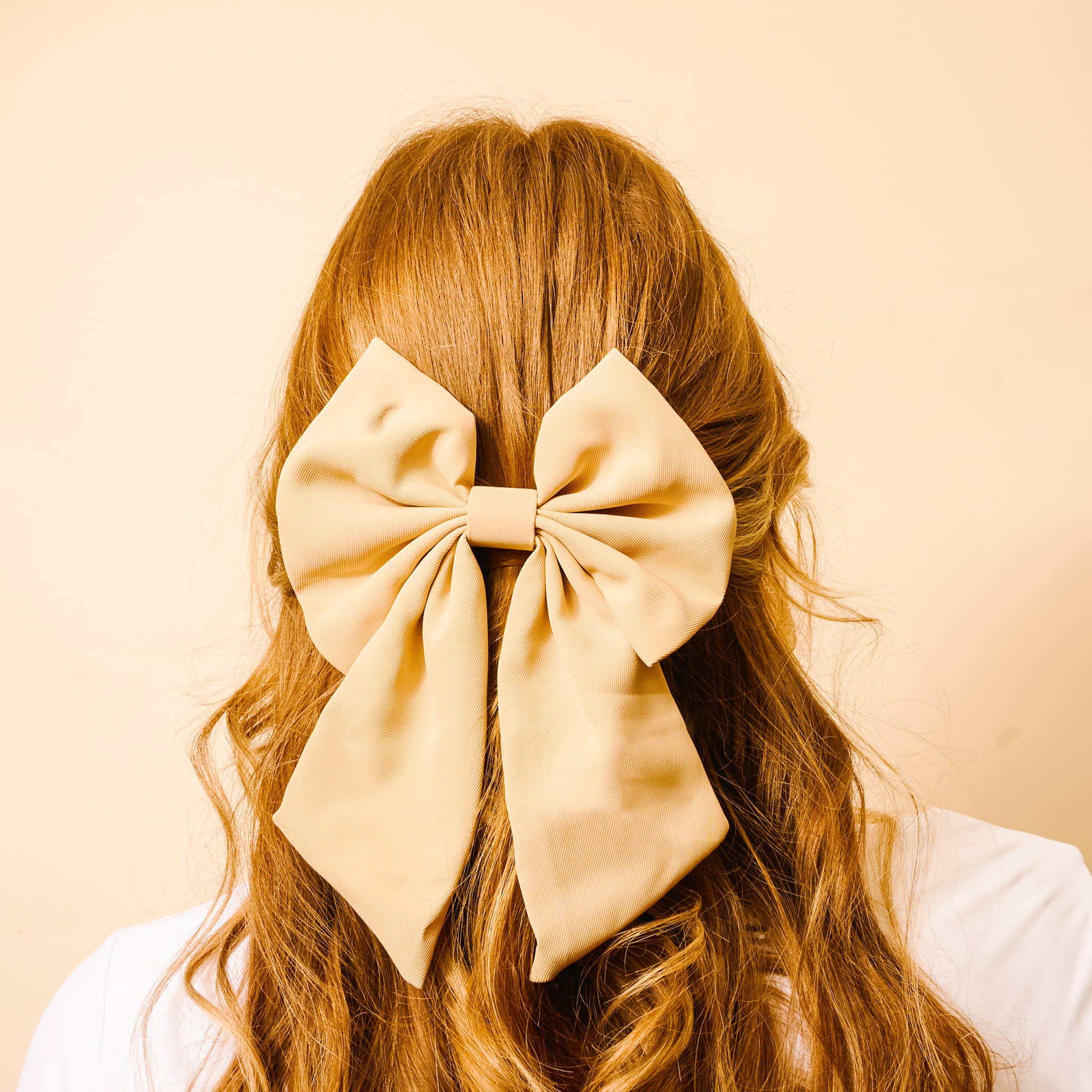 Classic Hair Bow-Tan