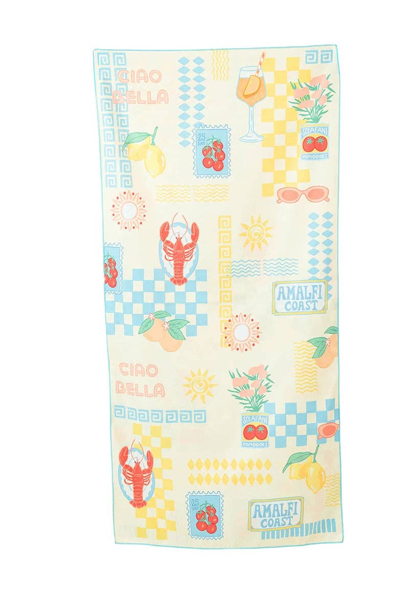 Italian Summer Wholesale Reversible Microfiber Towel: Light Blue - Paper & Vine Book Bar