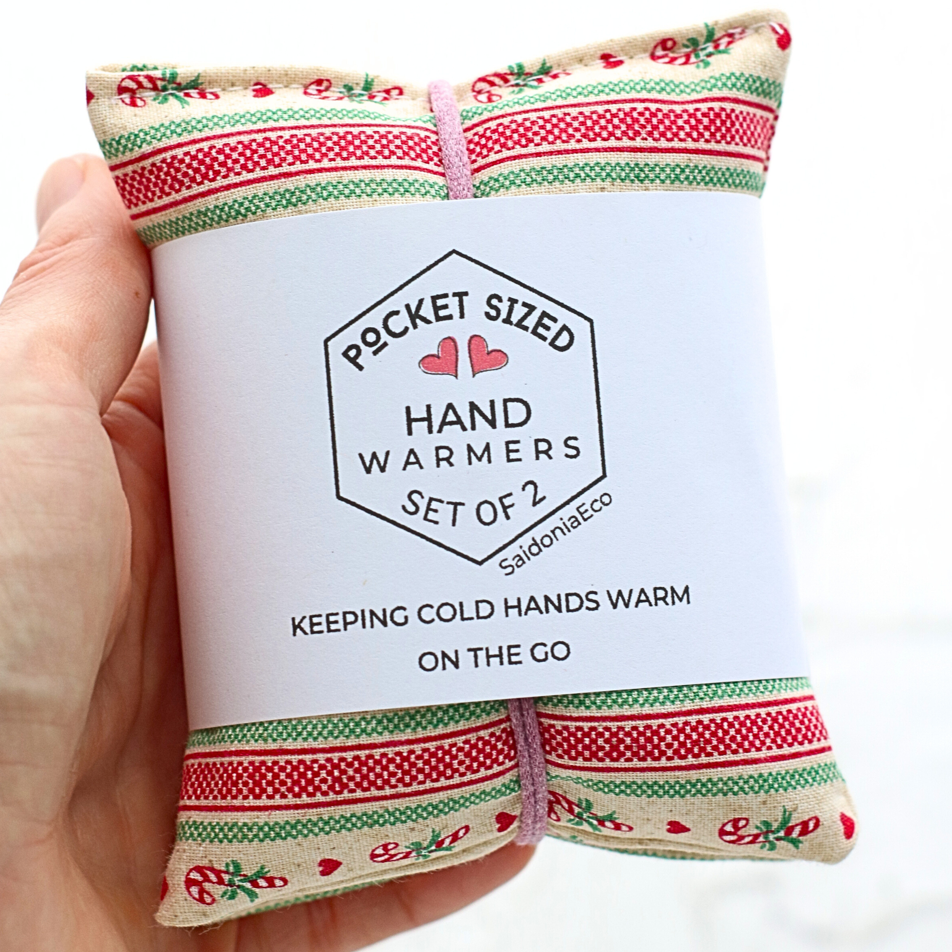 Buy cozy Microwavable Hand Warmers ⋆ Random Winter Designs in plush red fleece, perfect for cold weather comfort, reusable...