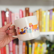 Large ceramic mug with Dapper Dogs design, 15oz, durable white porcelain, perfect for coffee lovers