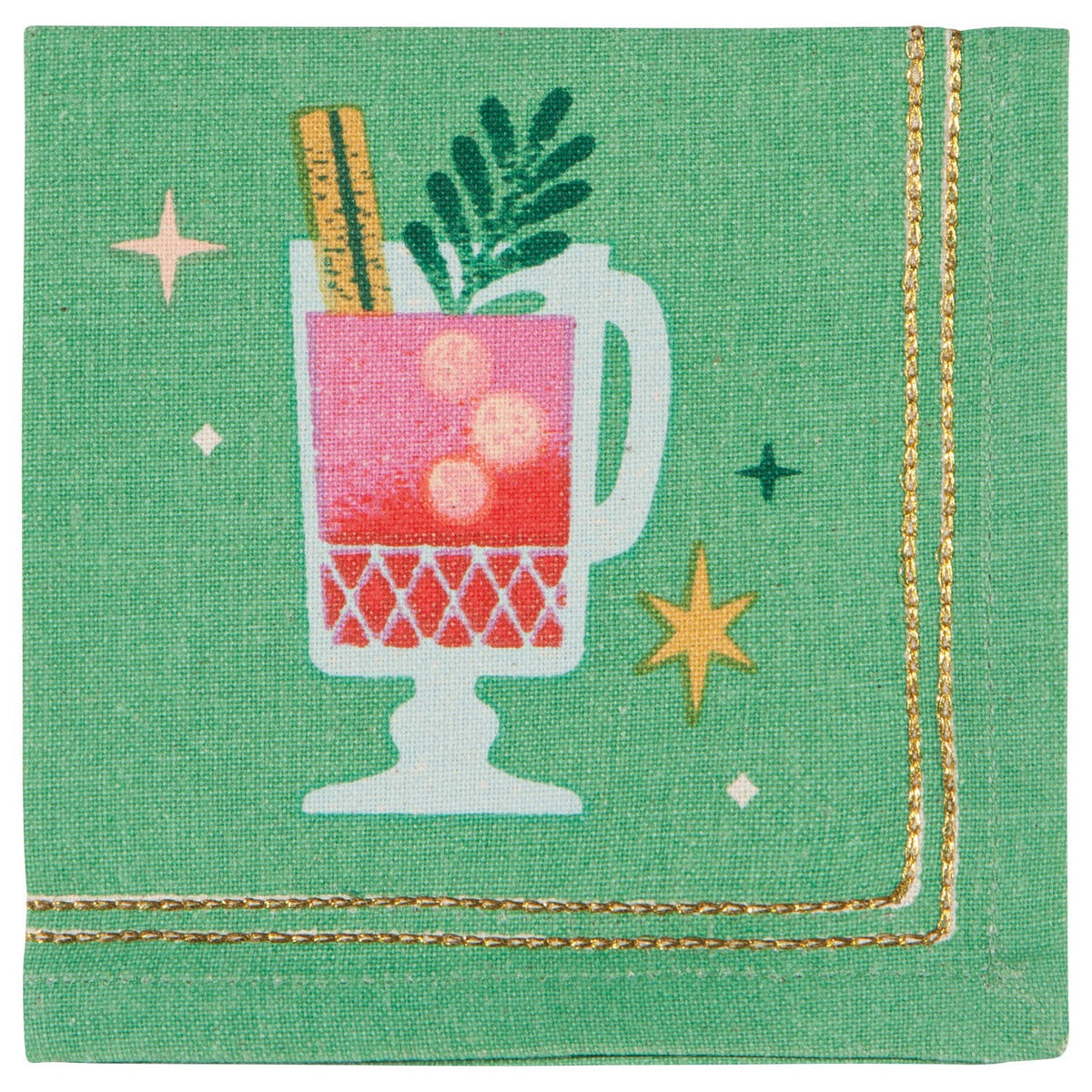 Buy Spirits Bright Christmas Cocktail Napkins Set of 4, red and green holiday-themed, 100% cotton, festive table decor