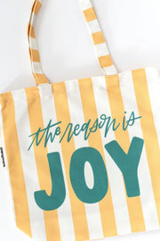The Reason is Joy Yellow Fun Striped Pool Summer Tote Bag