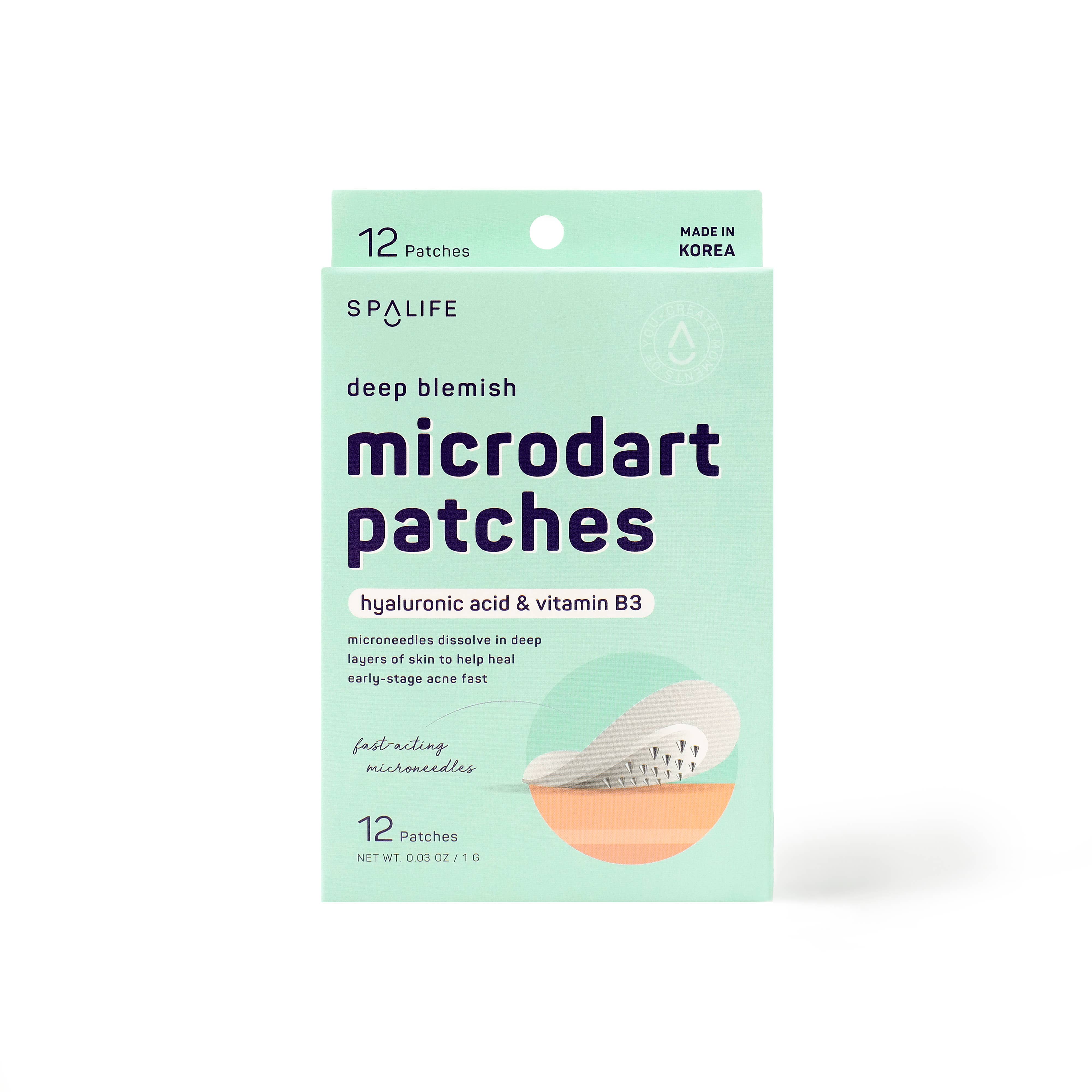 Acne treatment Deep Blemish Microdart Patches with Hyaluronic Acid & Vitamin B3 for fast healing, clear skin