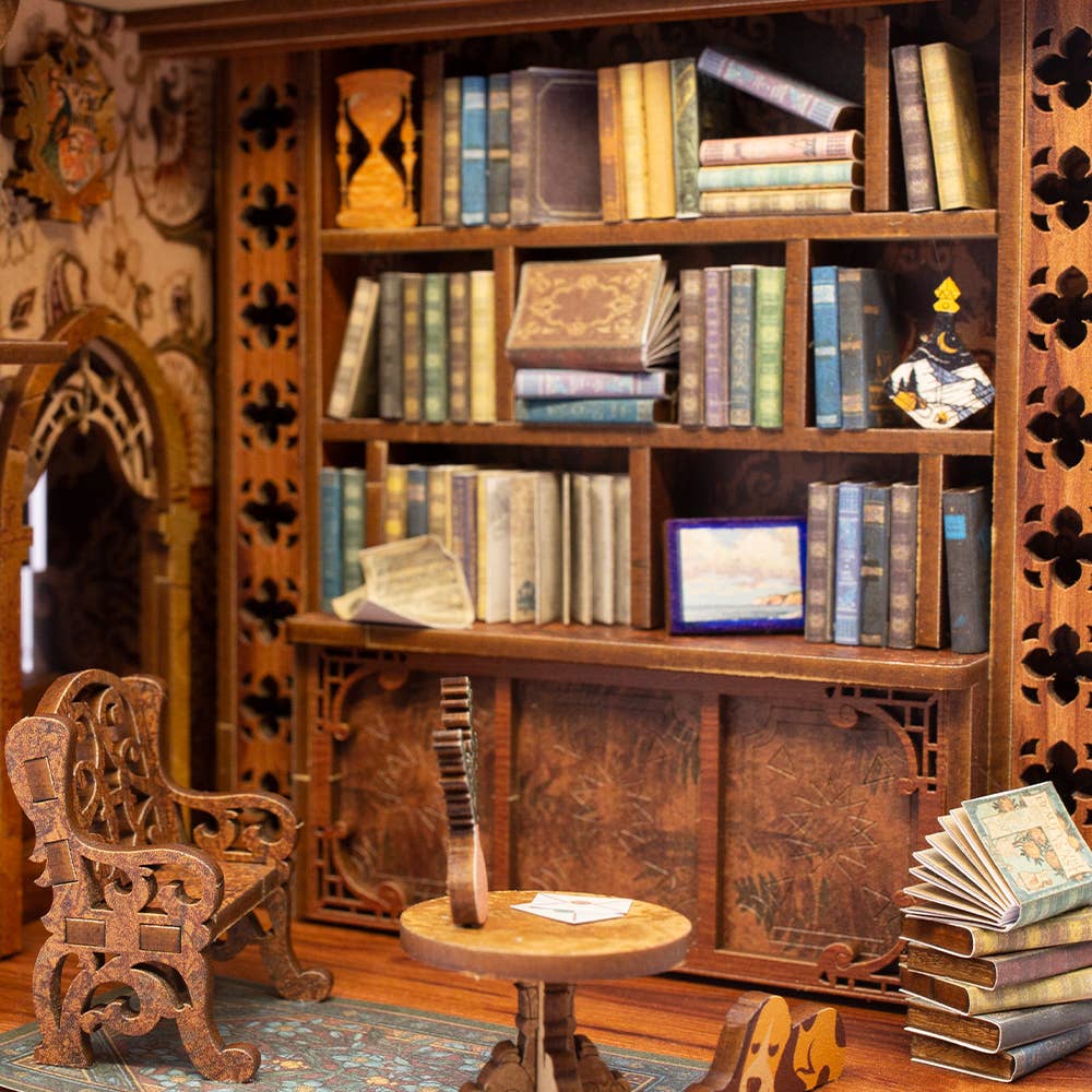 DIY Book Nook Kit: Eternal Bookstore with Dust Cover, miniature wooden craft, intricate details, perfect for craft lovers ...