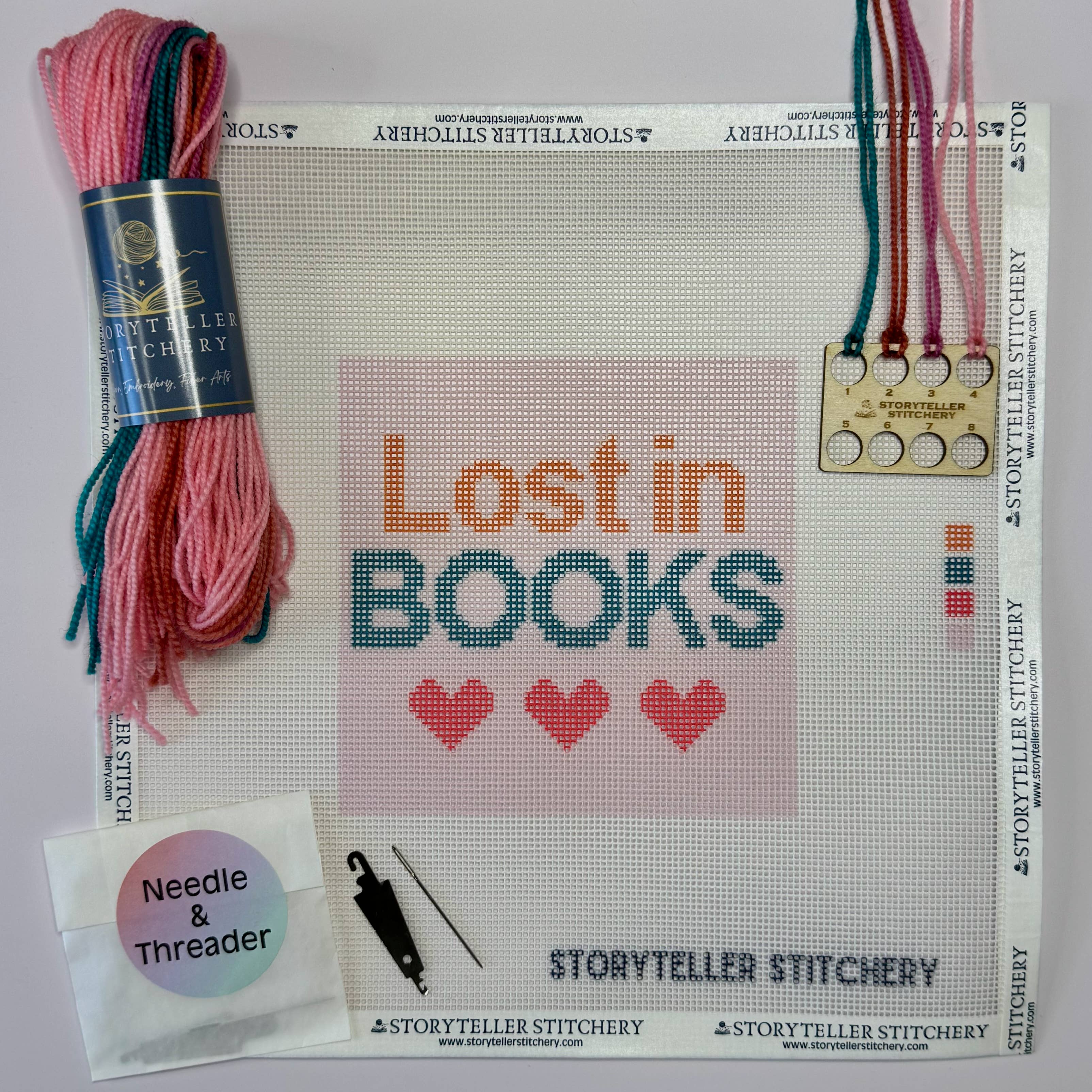 Lost in Books — Modern Needlepoint Kit (Small Design)