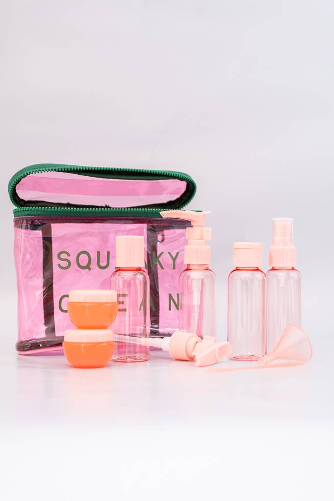 Travel Kit, Squeaky Clean - portable grooming essentials set for on-the-go cleaning and freshness.