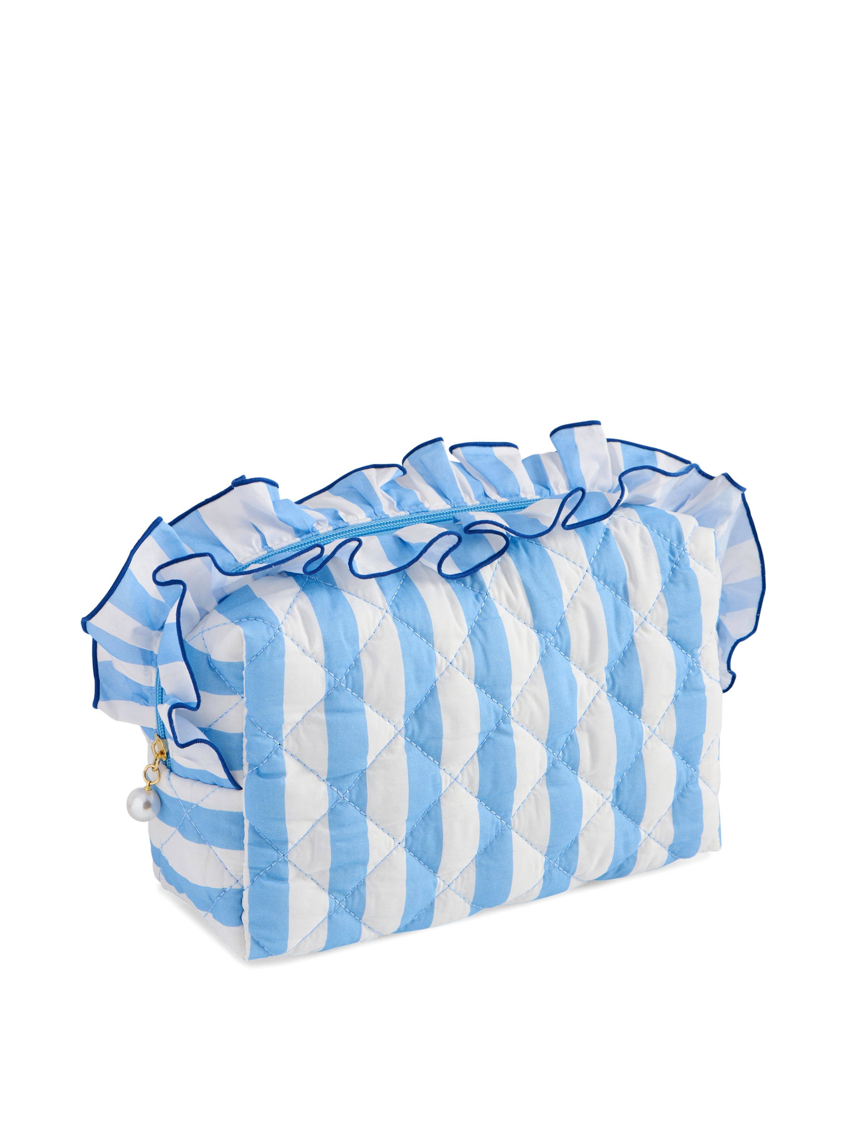 FANCY LARGE ZIP POUCH: BLUE