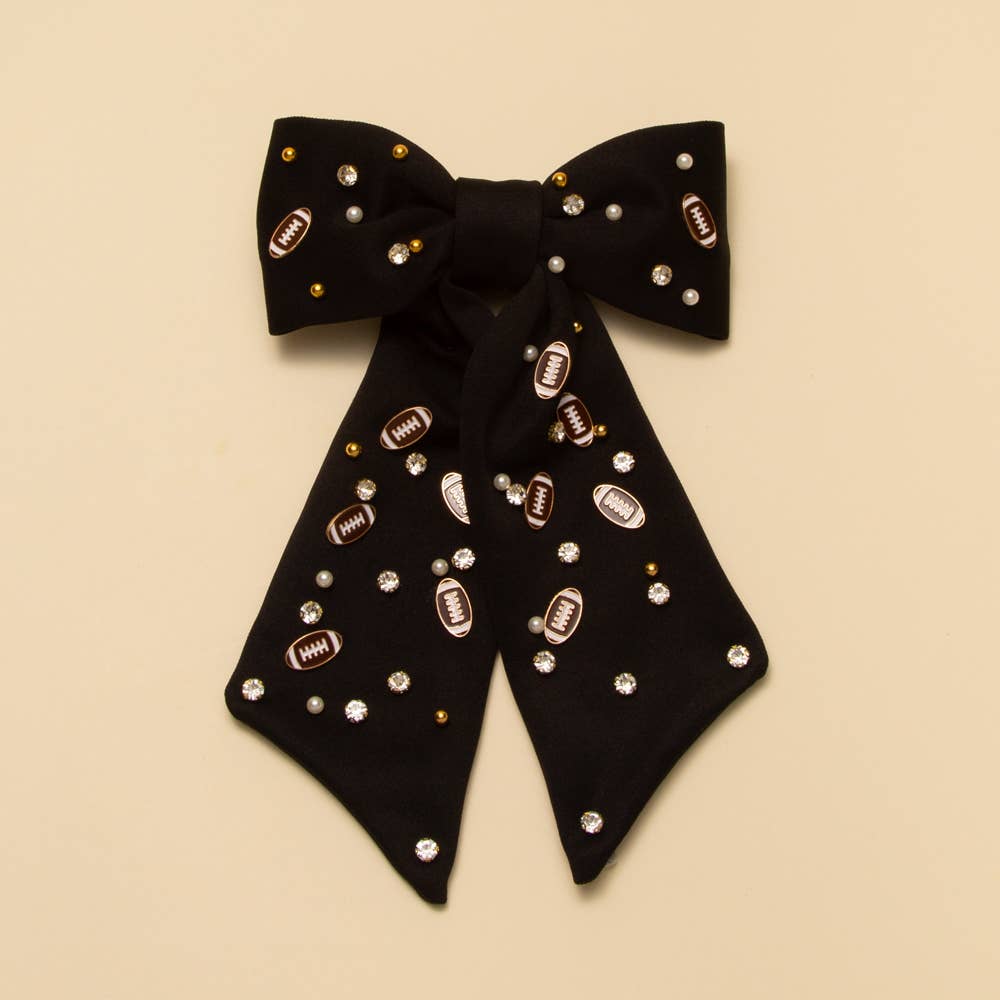 Black Football Charm Bow