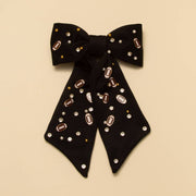 Black Football Charm Bow