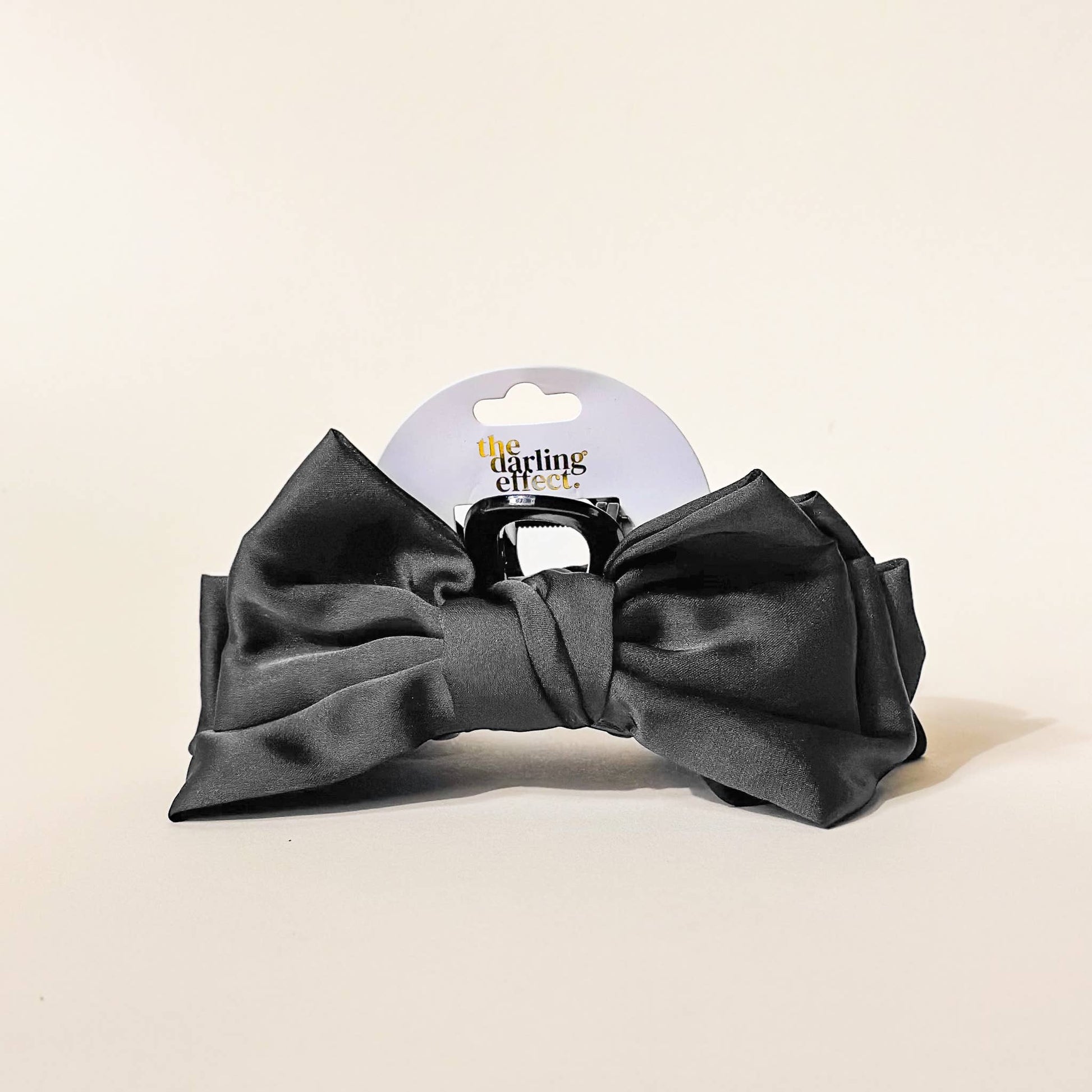 Black Satin Bow Claw Clip for elegant hairstyles, durable large-size hair accessory