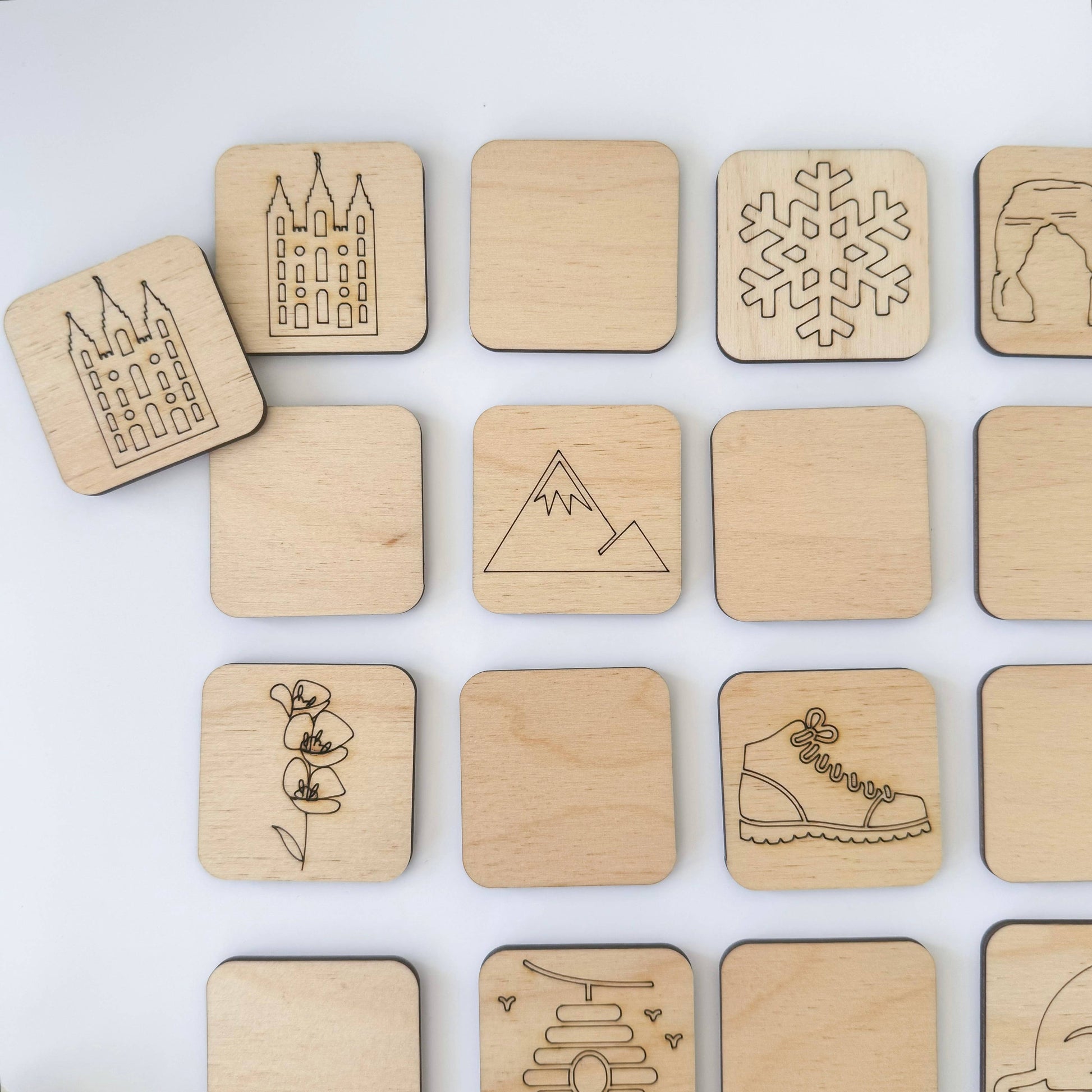 Wooden State Memory Matching Game - Brainteaser Texas edition with durable, eco-friendly material, perfect for family game...