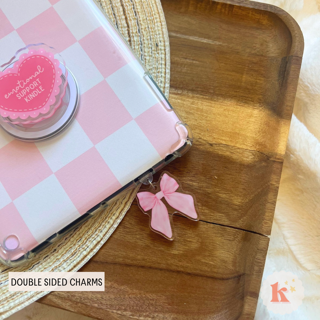 Pink coquette bow Kindle Charm - C plug