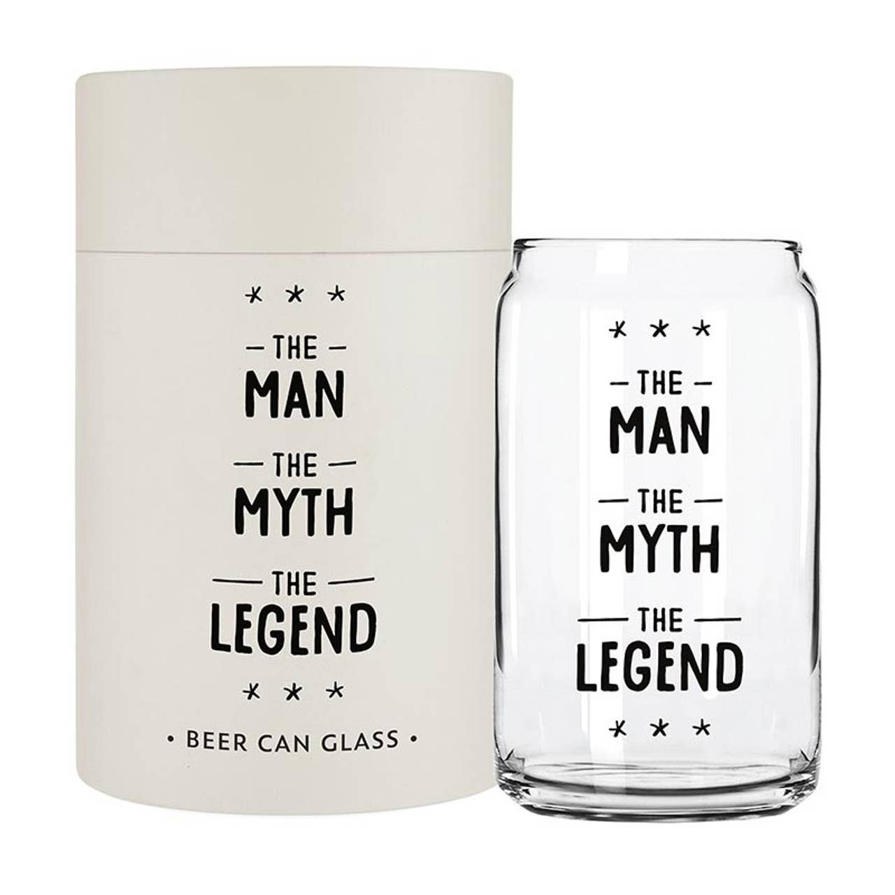 "Man Myth Legend" Beer Can Glass