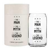 "Man Myth Legend" Beer Can Glass