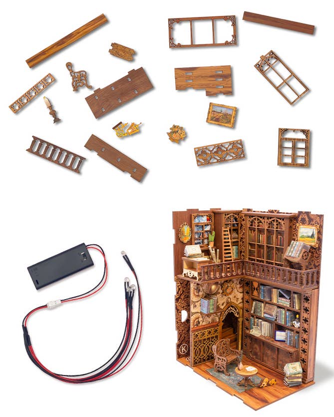 DIY Book Nook Kit: Eternal Bookstore with Dust Cover, miniature wooden model, craft lovers gift idea