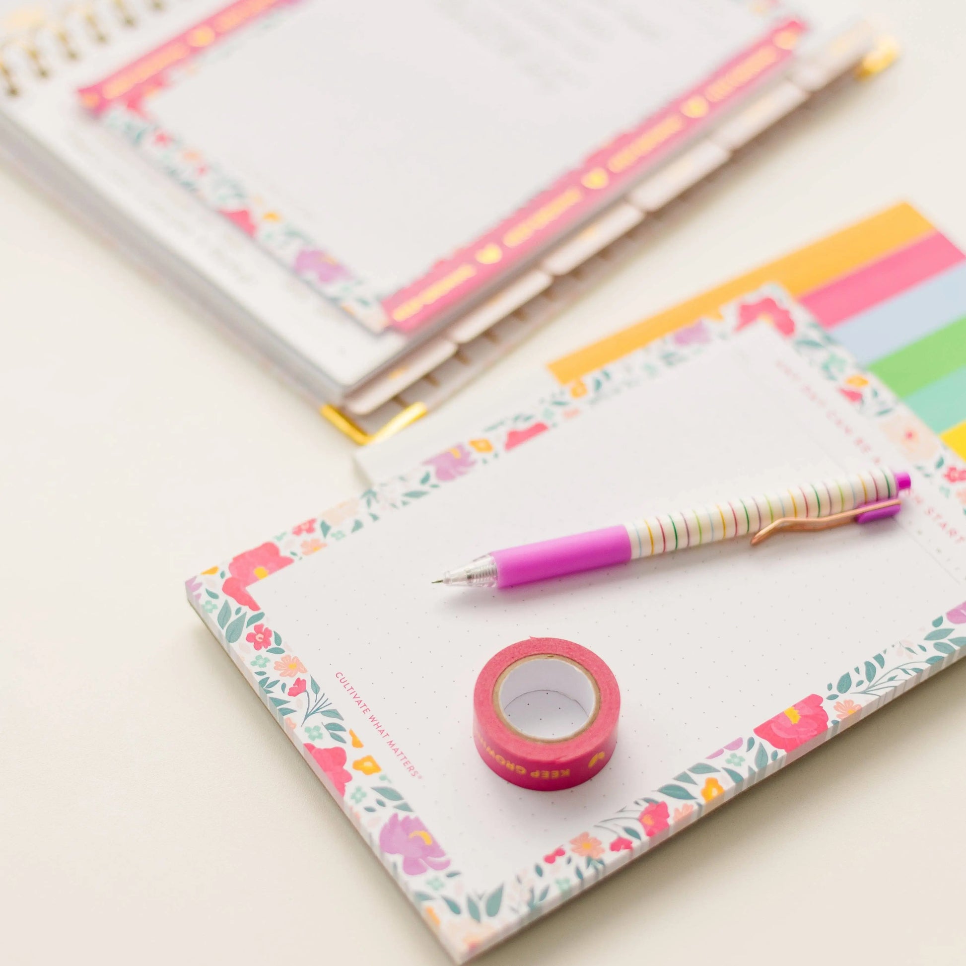 Dot Grid Notepad | Blooms with floral cover design, eco-friendly paper, A5 size, perfect for bullet journaling enthusiasts