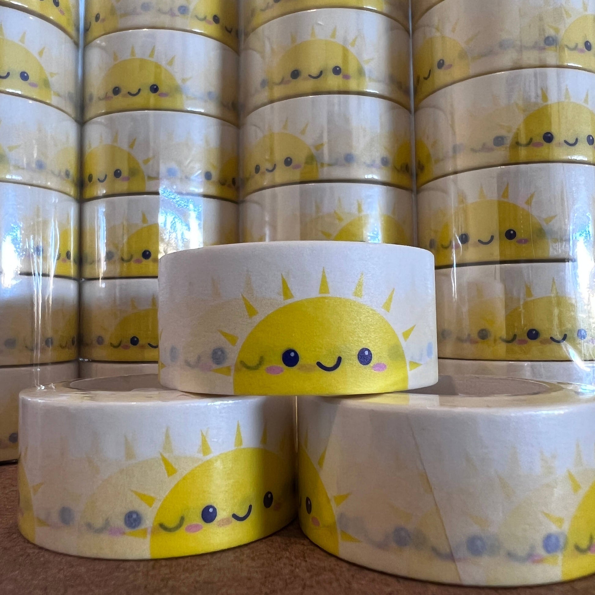 Cute Happy Sunshine Washi Tape, 20mm x 10m — ideal stocking stuffer for crafts and scrapbooking