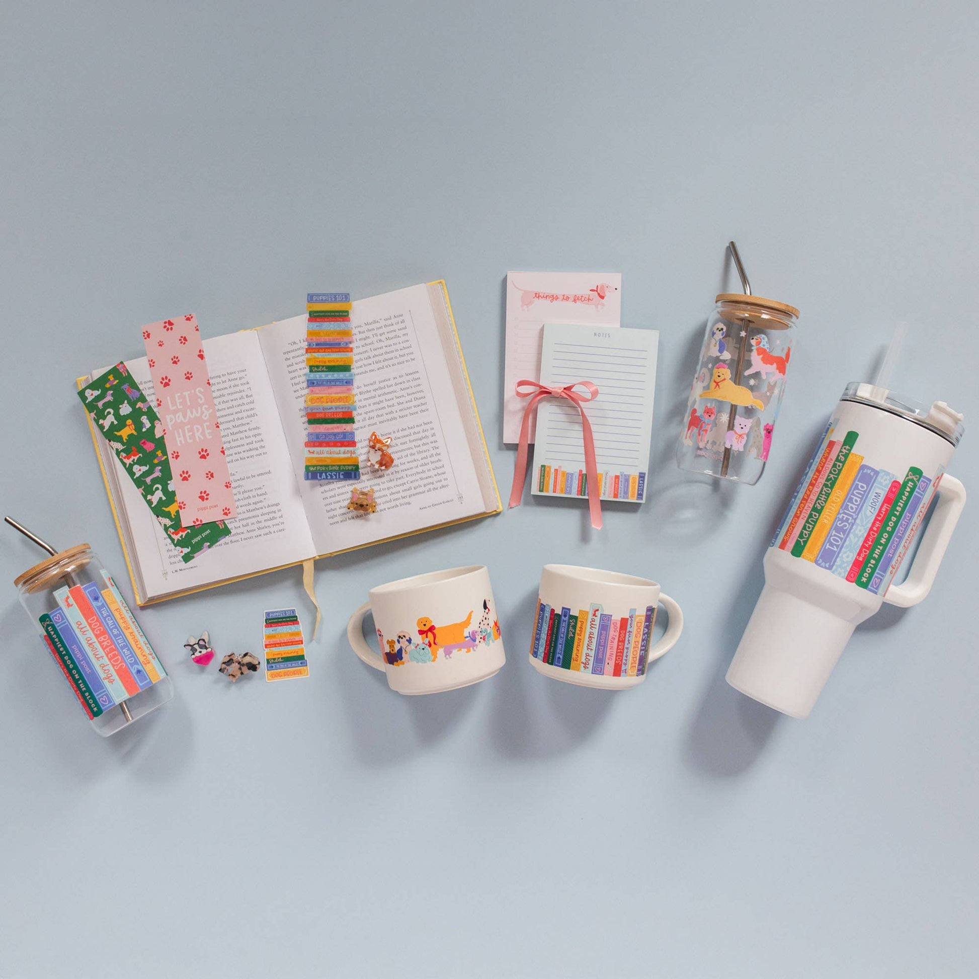 Large ceramic mug with Dapper Dogs design, 15oz, white and blue, perfect for coffee lovers