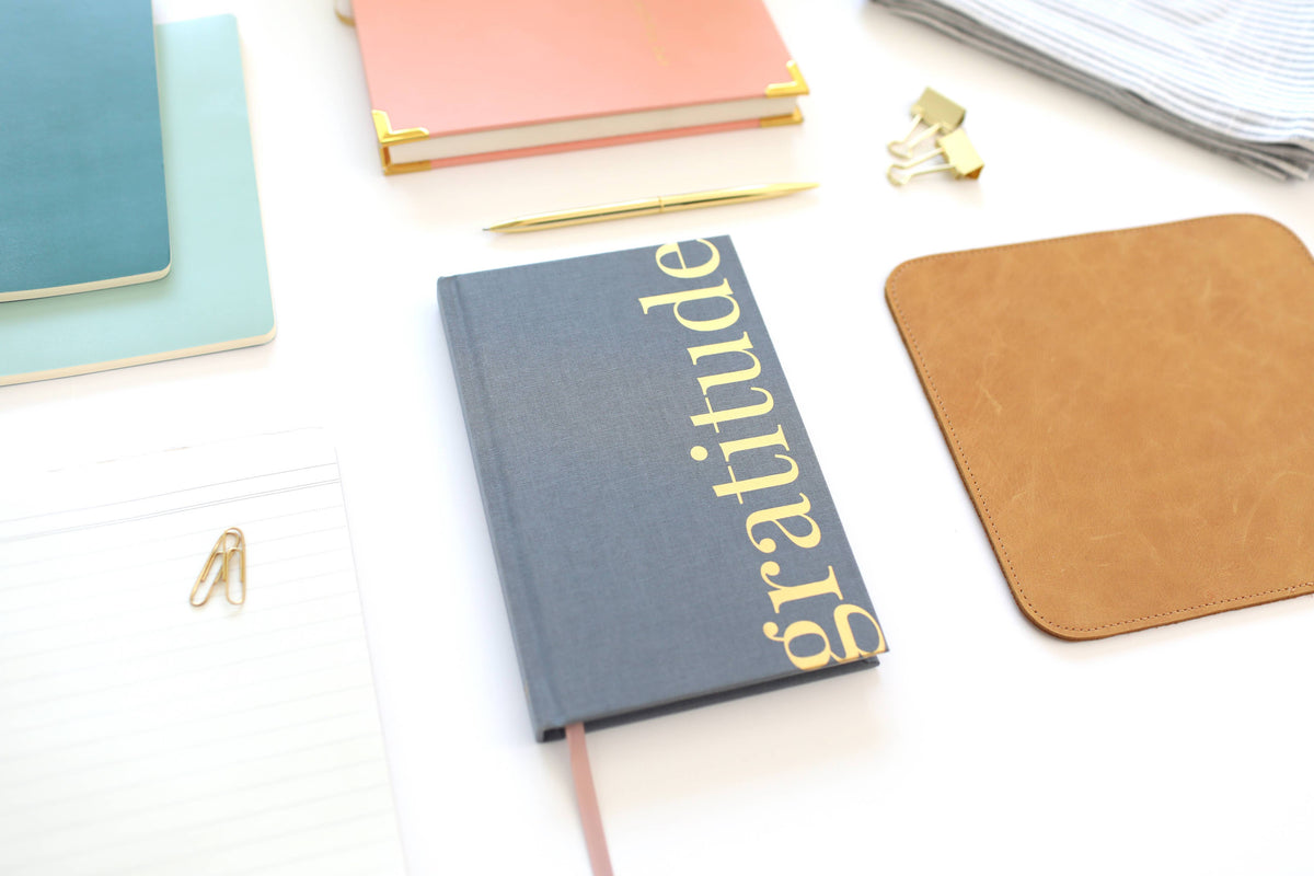 The Gratitude Journal for Women in pink leather cover, embossed, 120 pages, inspirational prompts for daily reflection
