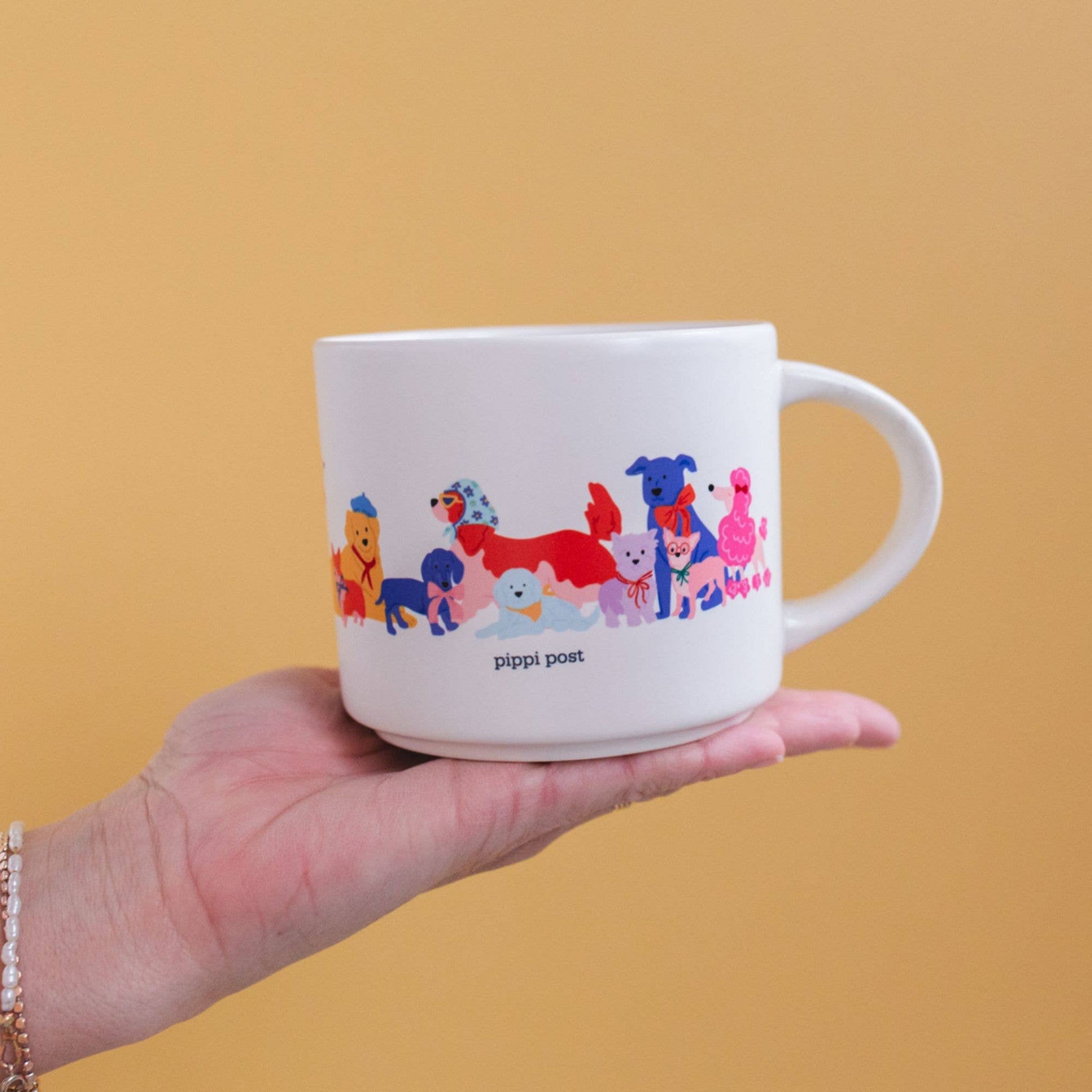 Large ceramic mug with Dapper Dogs design, 15oz, dishwasher-safe, perfect for coffee lovers