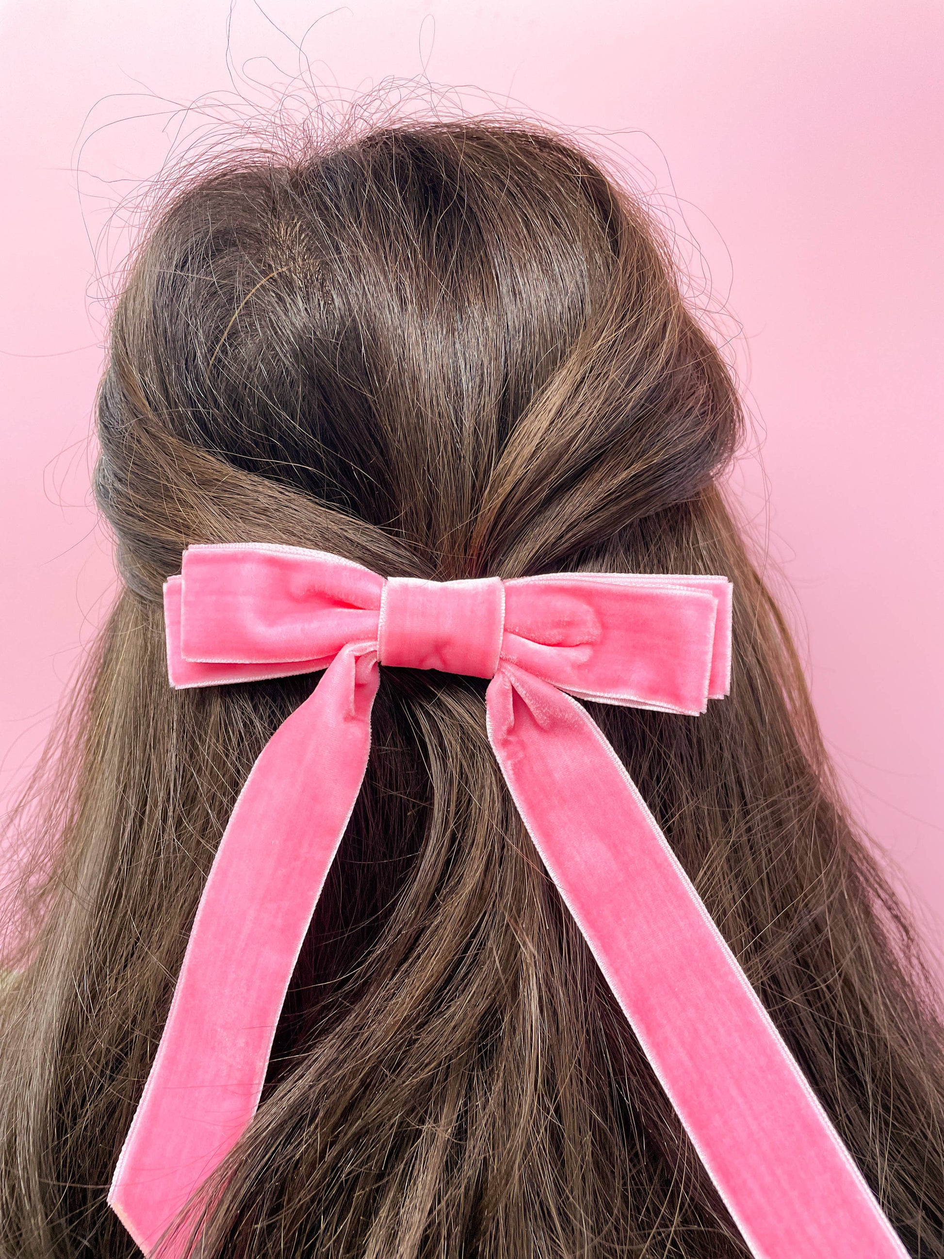 White Velvet Ribbon Hair Bow Clip, elegant large size for girls, soft touch fabric accessory