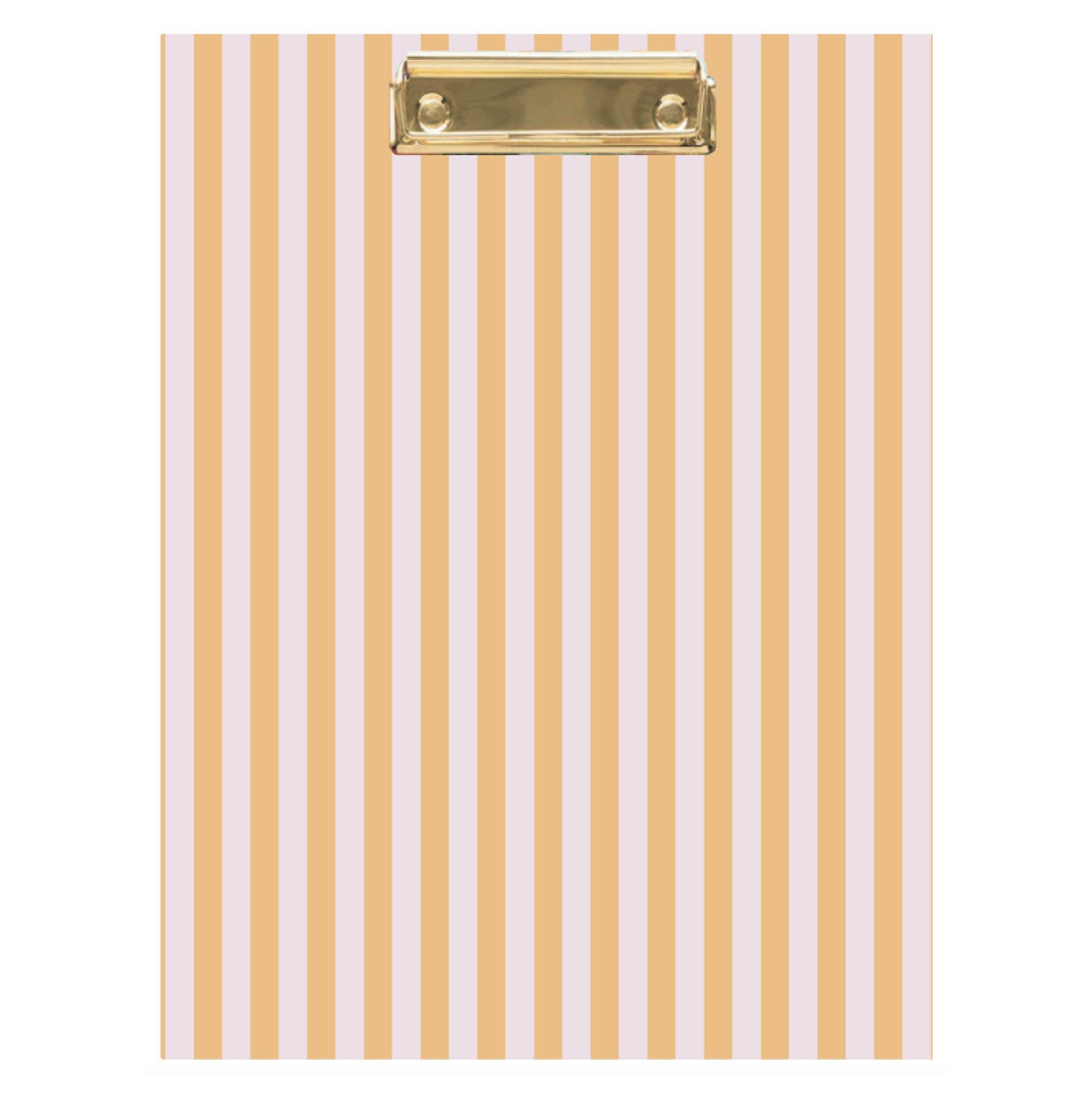 Orange Stripes Clipfolio with Lined Notepad, durable hardcover, A4 size, for office and school use