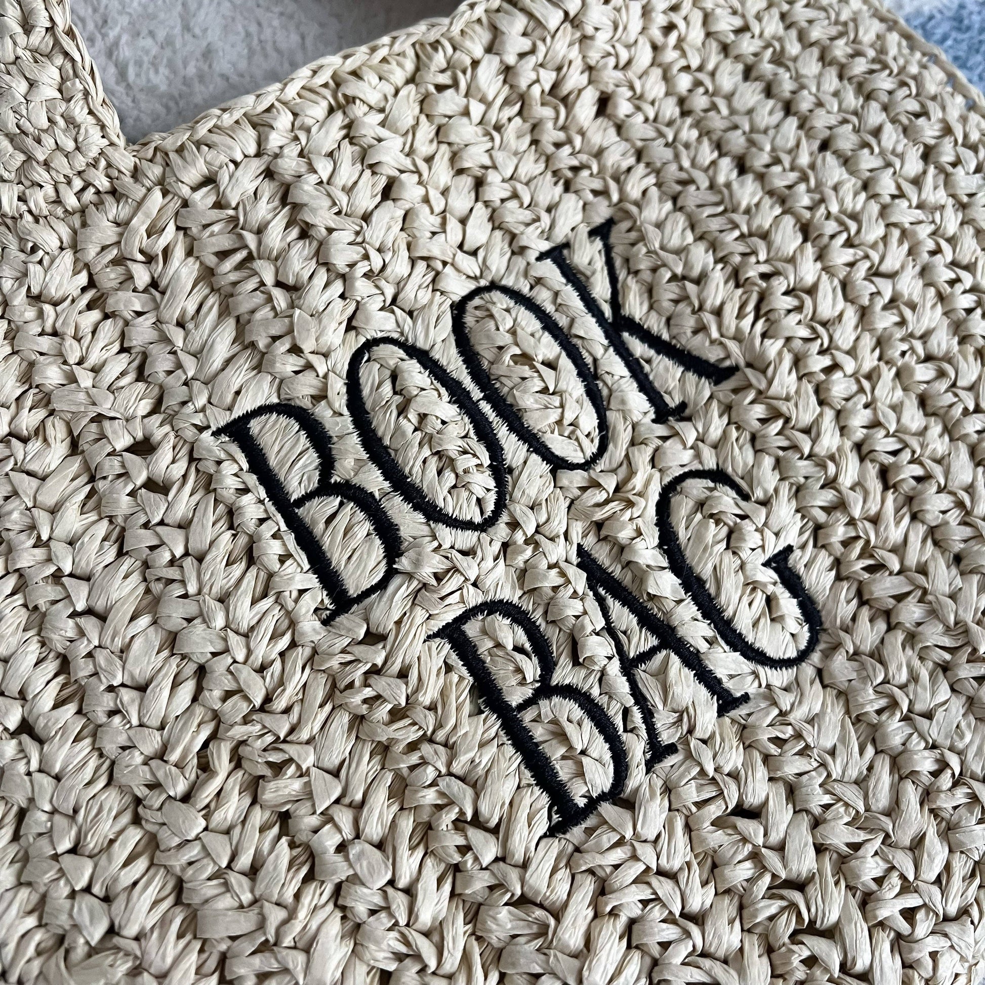 Straw Book Bag: Stripe/Full Size - Paper & Vine Book Bar