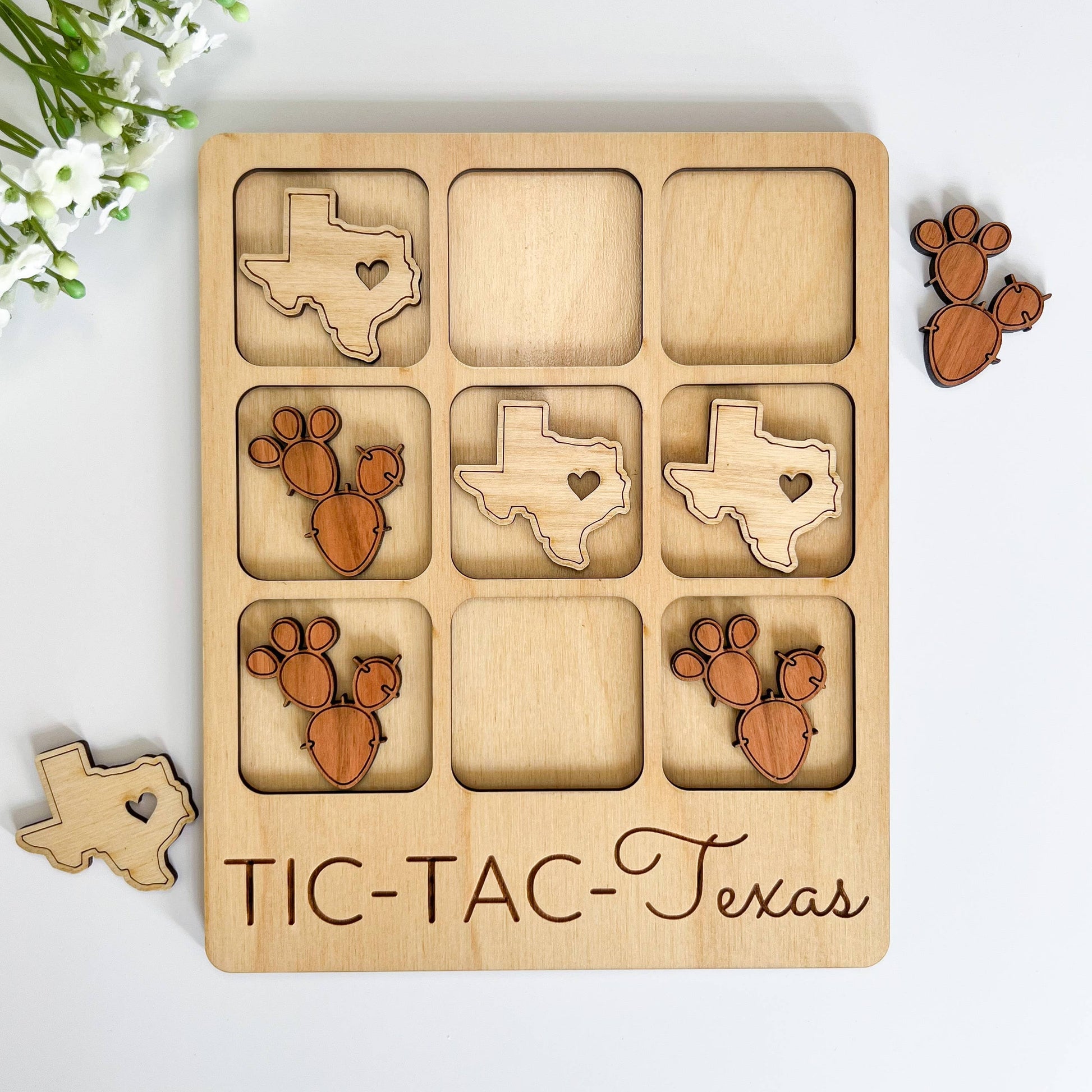 Texas State Gift Tic-Tac-Toe TX Game with customizable cowboy boots, wooden, handcrafted, perfect for home decor and famil...