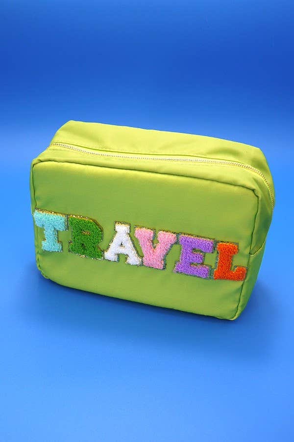 Travel Large Cosmetic Bag- Lime