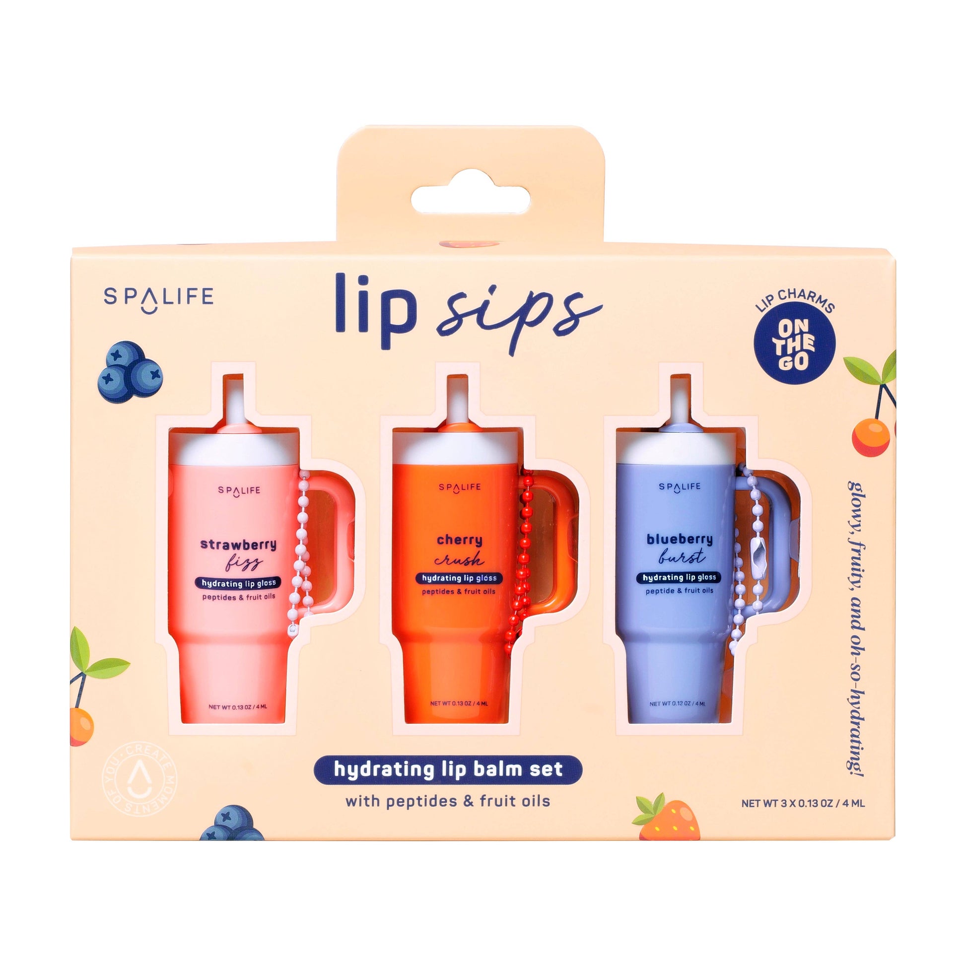 Buy now Lip Sips Hydrating Lip Balm Set in assorted colors, nourishing formula, perfect gift idea