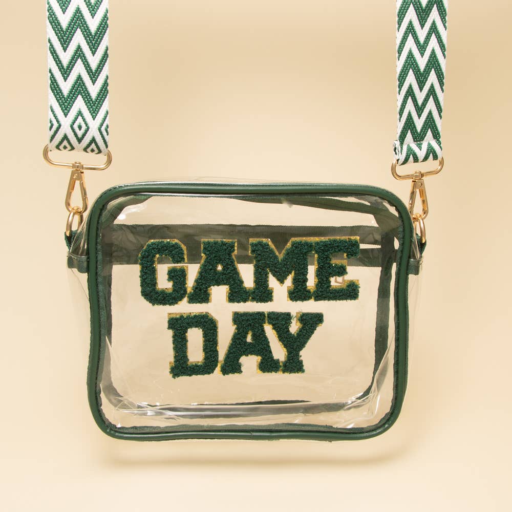 Green Game Day Clear Crossbody Bag