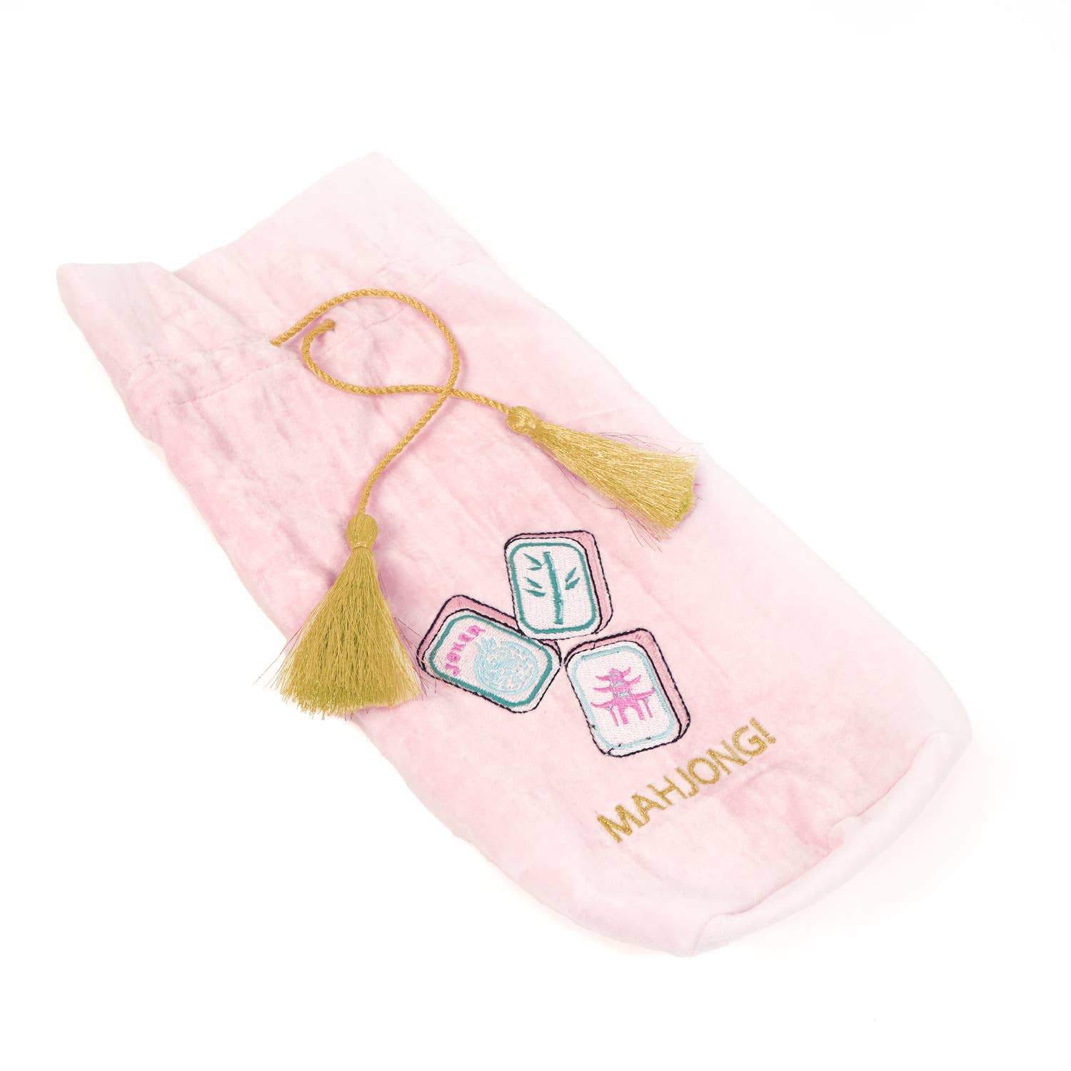 Mahjong Embroidered Wine Bag - Paper & Vine Book Bar
