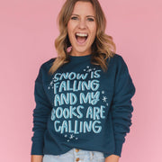 Buy winter Snow is Falling Sweatshirt, cozy white cotton, crewneck design, unisex medium size