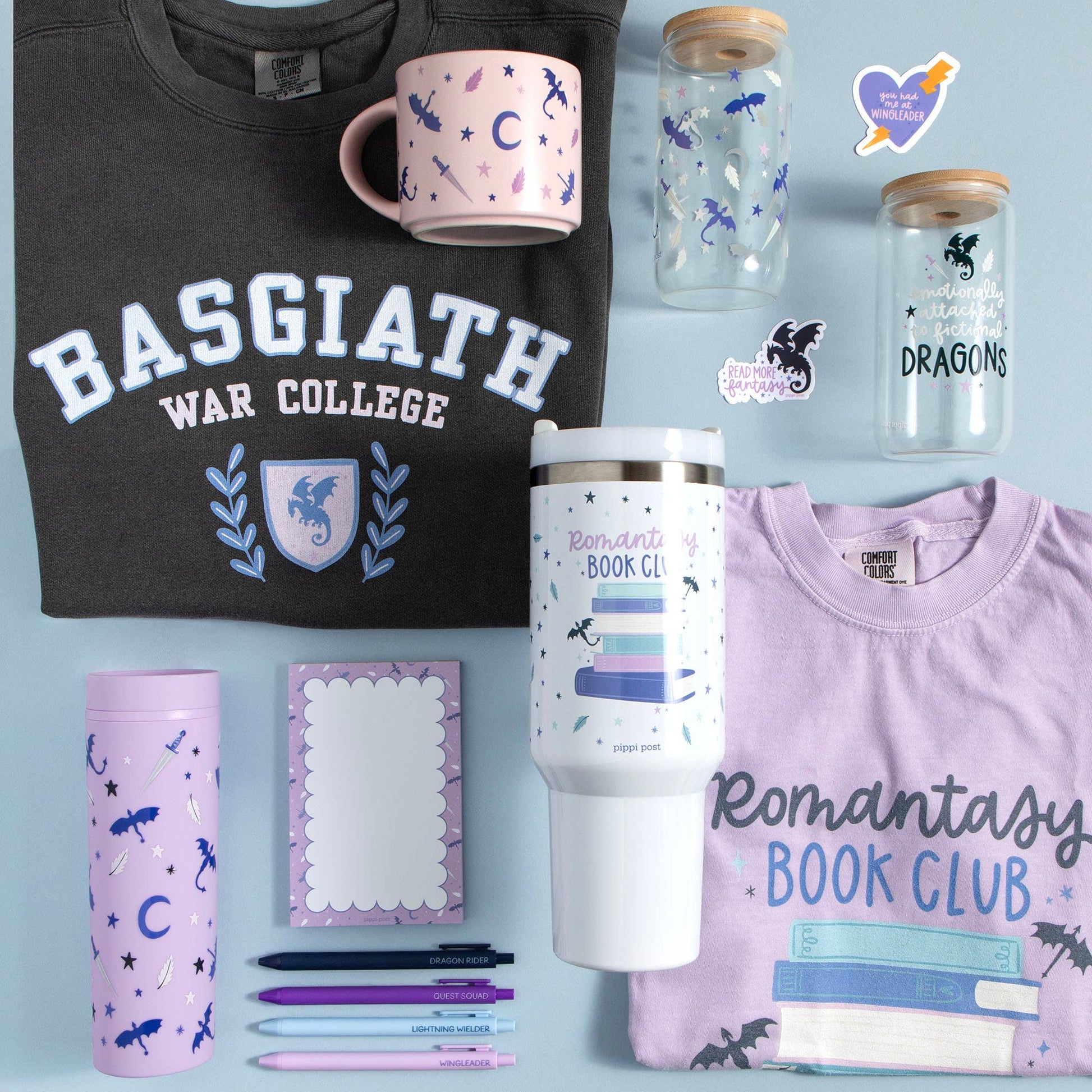 Buy now Romantasy Reader Large Ceramic Mug in glossy blue, 16oz capacity, perfect for coffee lovers