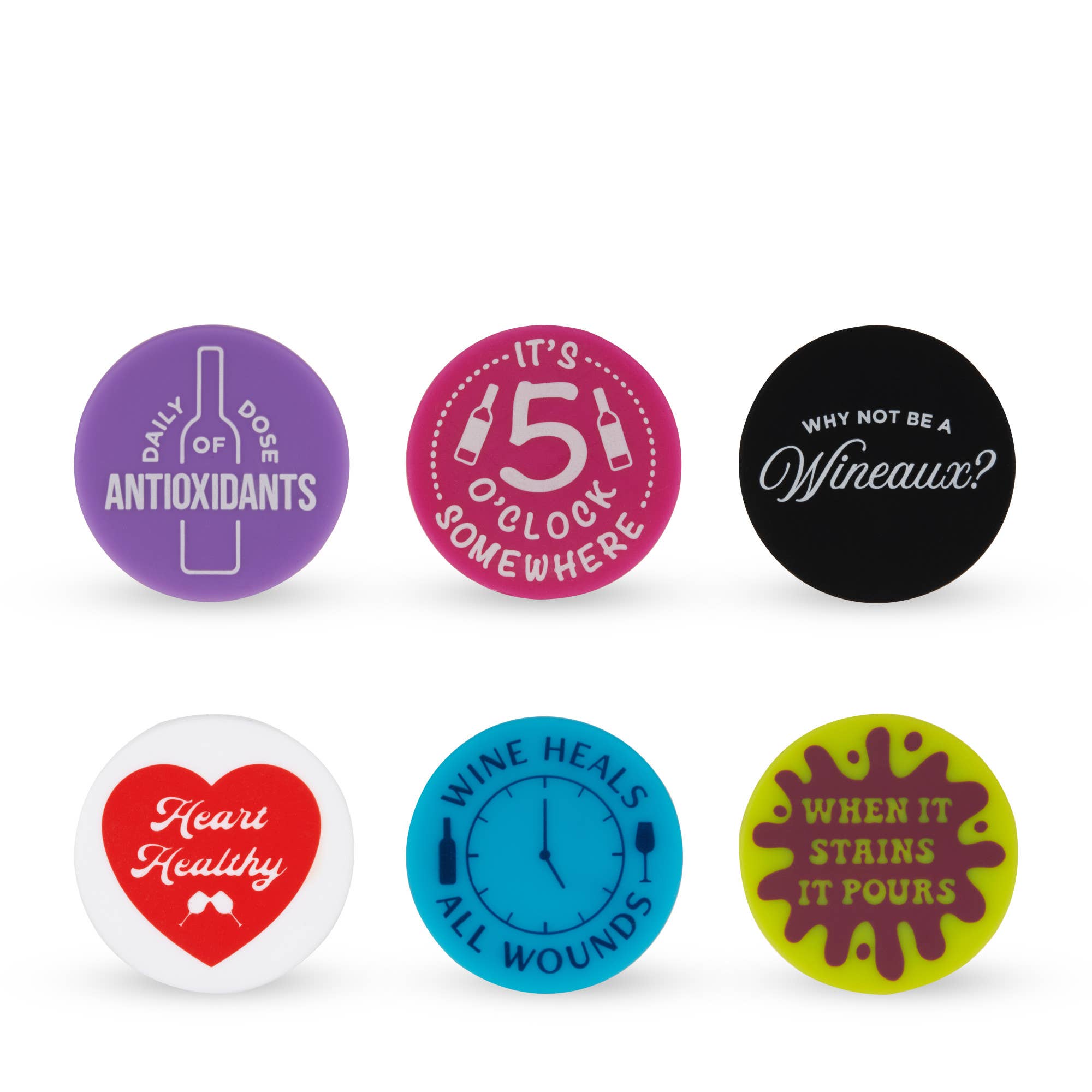 Witty Wine Stoppers in Assorted Colors Set of 2