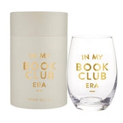 "In My Book Club Era" Stemless Wine Glass