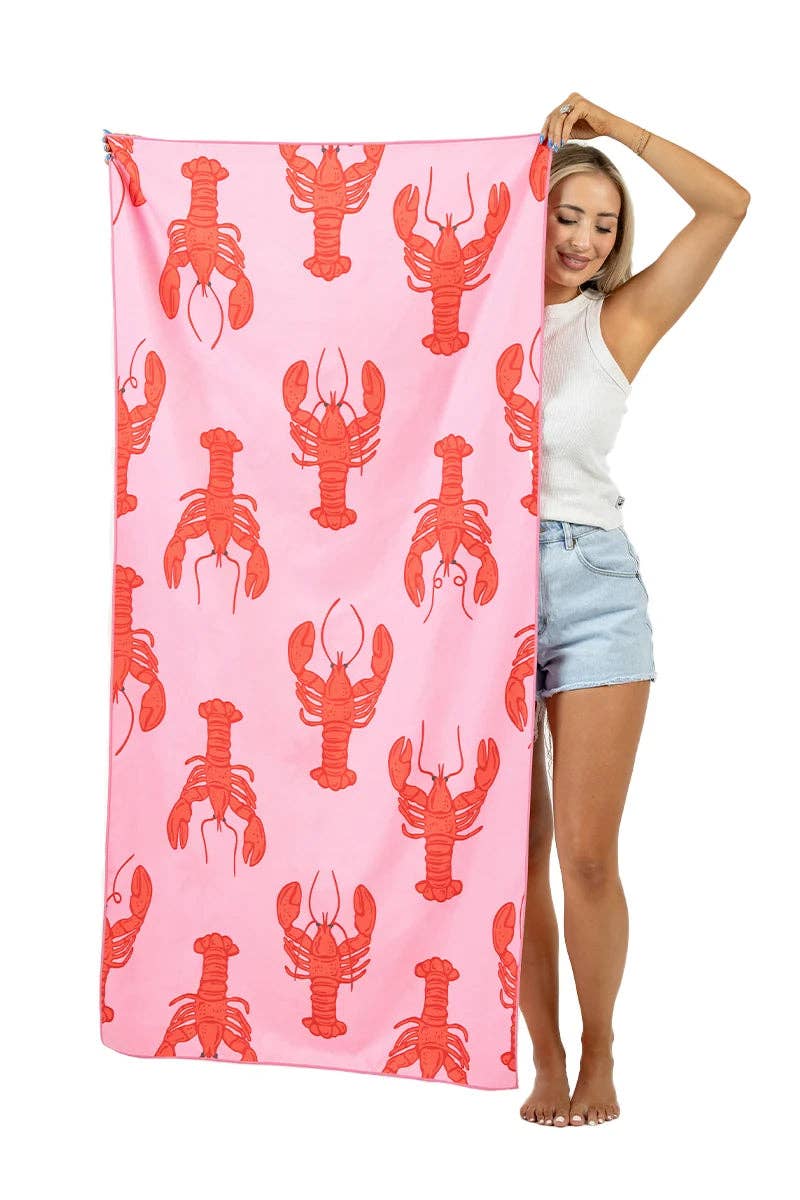 Lobster Wholesale Quick Dry Reversible Pool Towel: Pink - Paper & Vine Book Bar