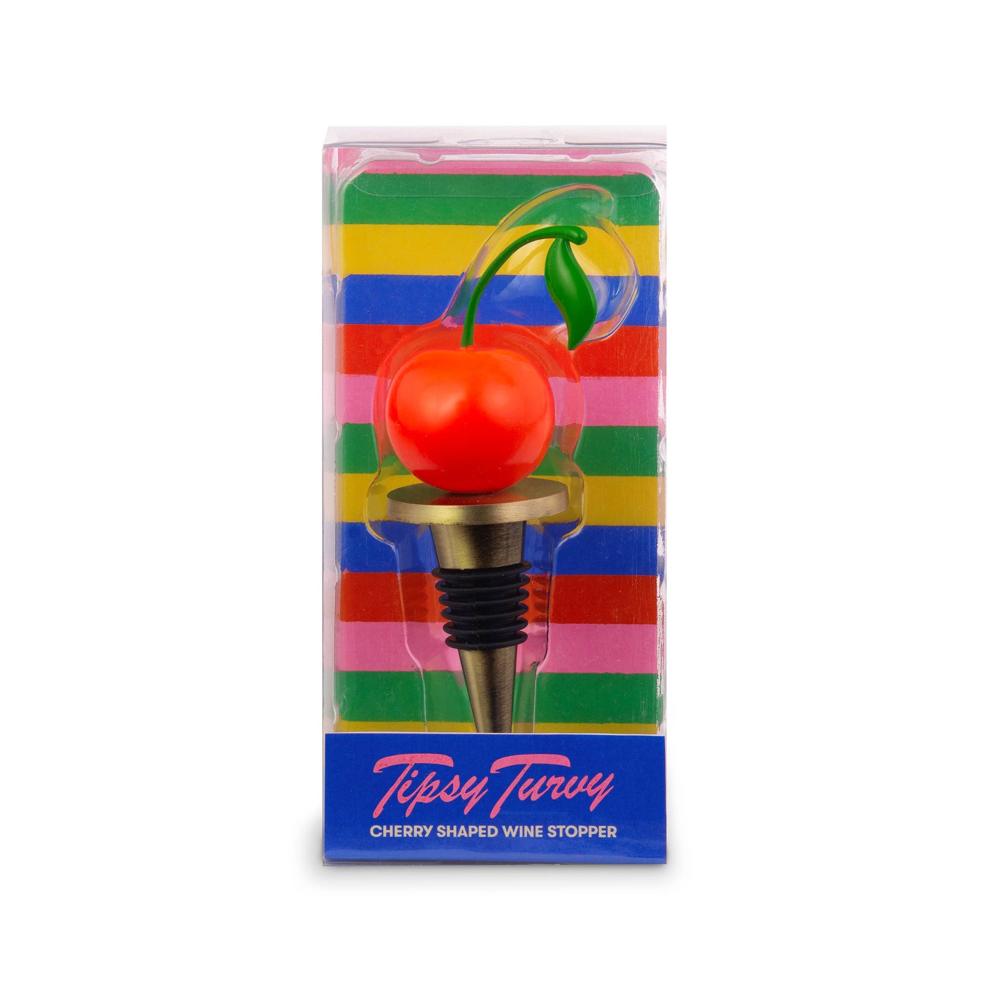 Tipsy Turvy Cherry Wine Stopper - fun, reusable bottle stopper to preserve wine freshness.
