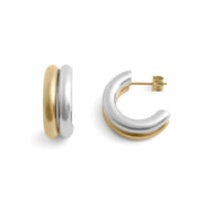 Gold Stainless Steel Mixed Metal Statement Huggie Earrings: Mixed Metal