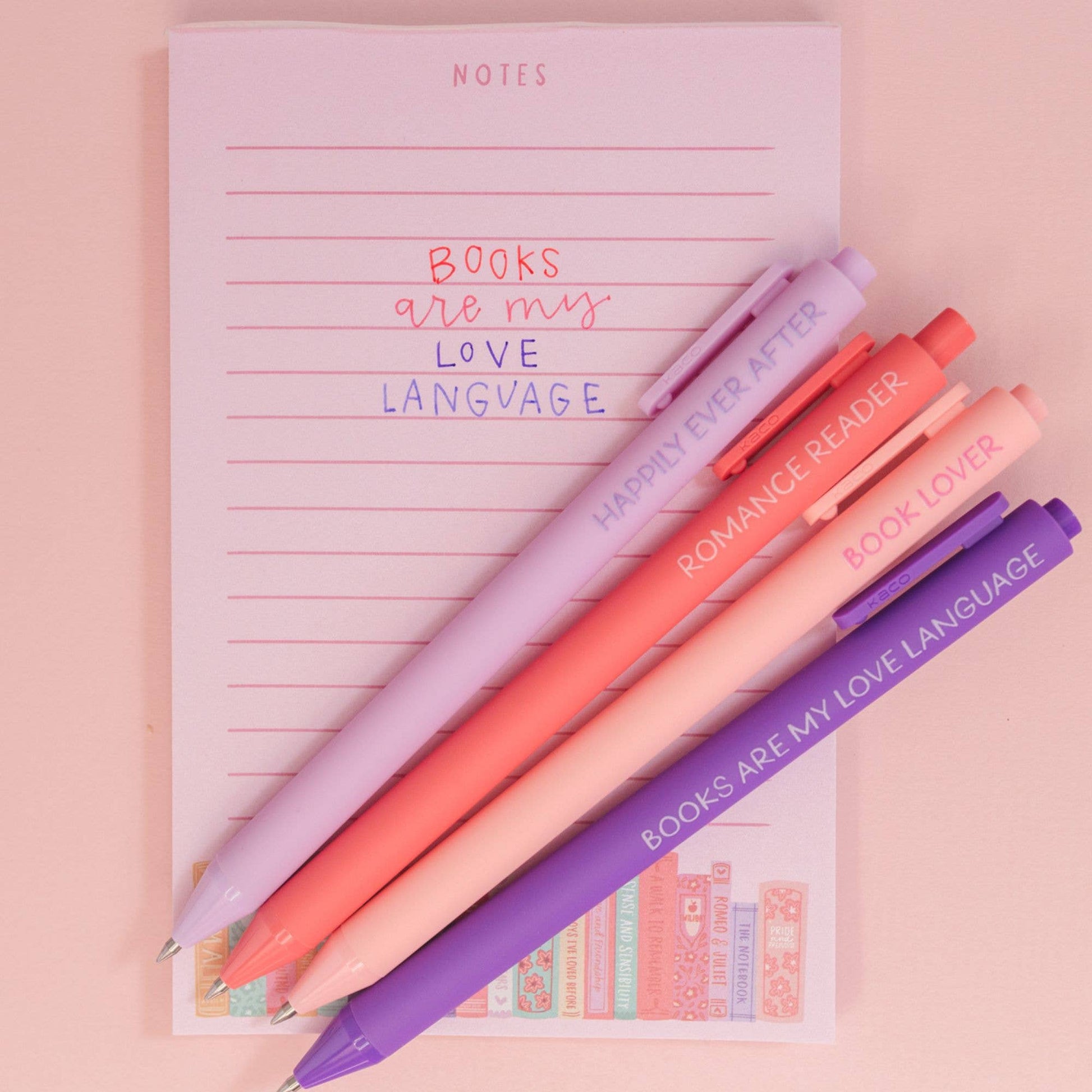 Book Lover Pen Set with vintage-inspired designs, perfect gift for readers, black ink, pack of 5