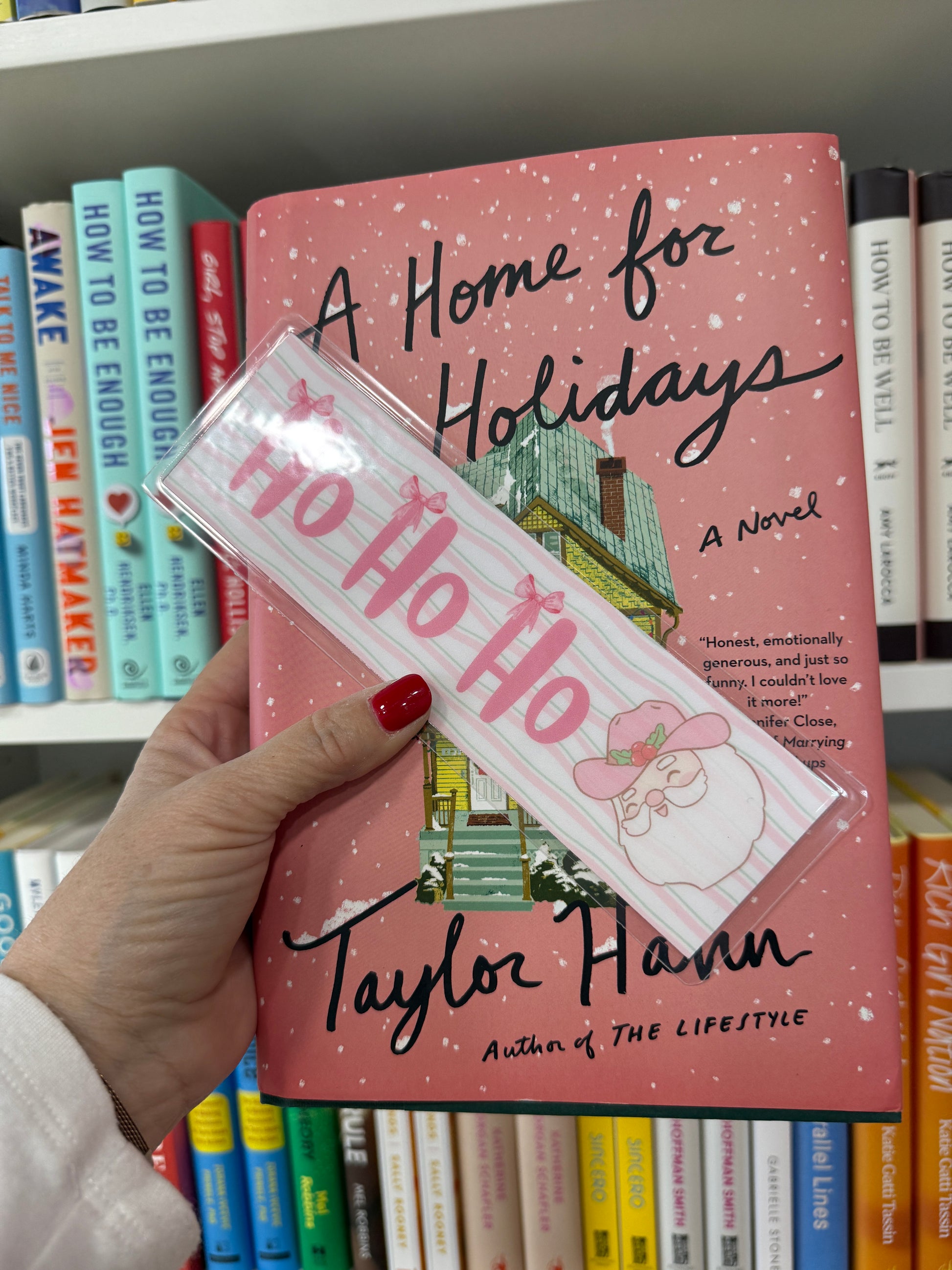 Christmas-themed Ho Ho Ho Santa Bookmark in vibrant red, perfect for holiday reading gifts