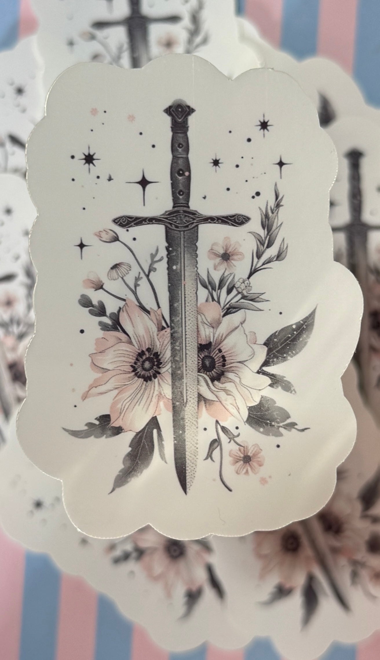 Buy Sword Fantasy Sticker, vinyl, waterproof, dragon design, for laptop & notebooks, 4x6 inches, vibrant colors