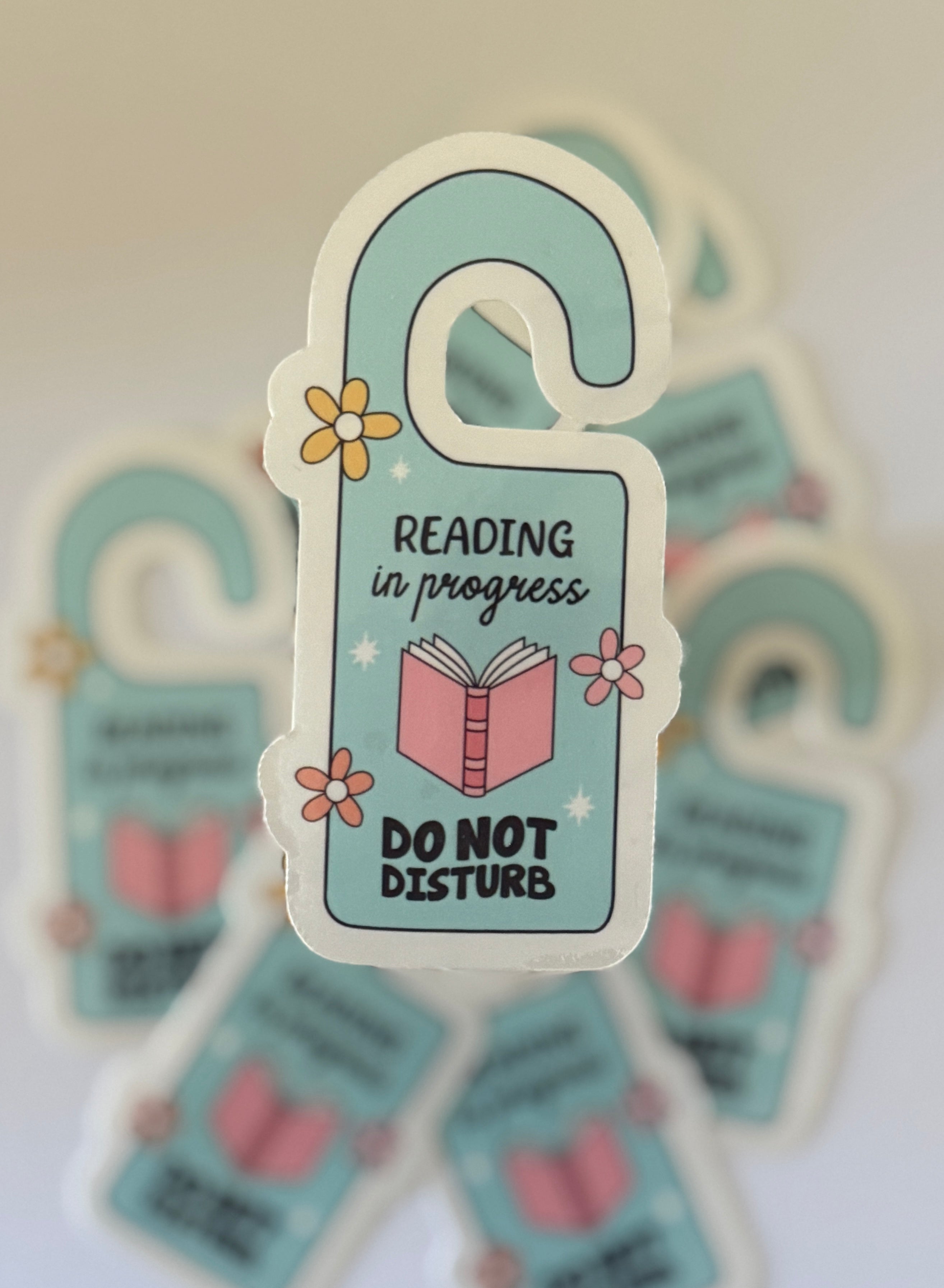 Do Not Disturb Sticker, Reading in Progress, bright yellow vinyl, easy-to-apply, for avid readers & study rooms